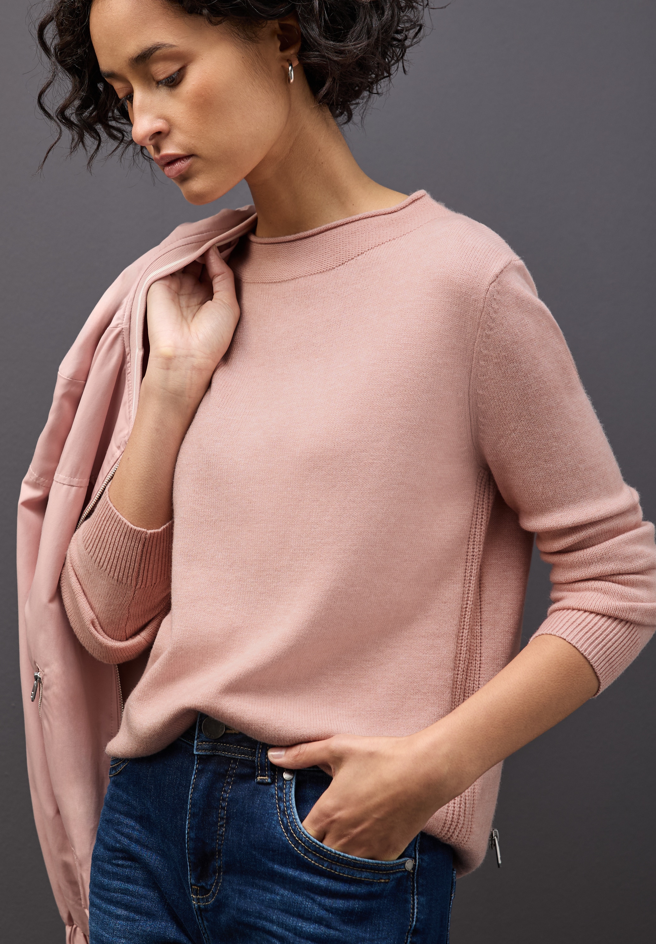 STREET ONE Strickpullover mit feiner Rollkante