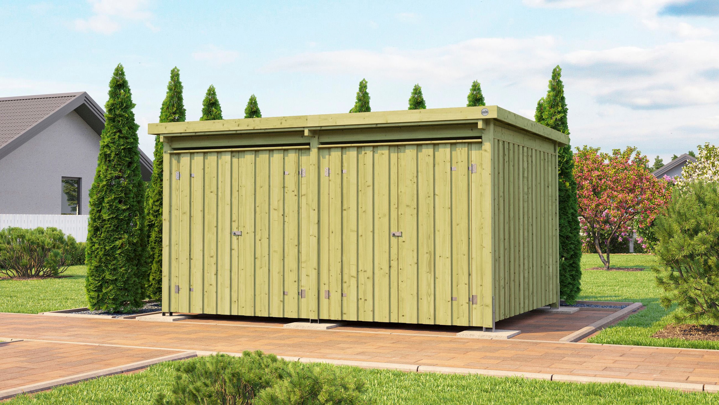 weka Gerätehaus »"Lagerhaus 607 Variante 3" aus kesseldruckimprägnierten Nadelholz«, Wände mit 2x20 mm Deckelschalung