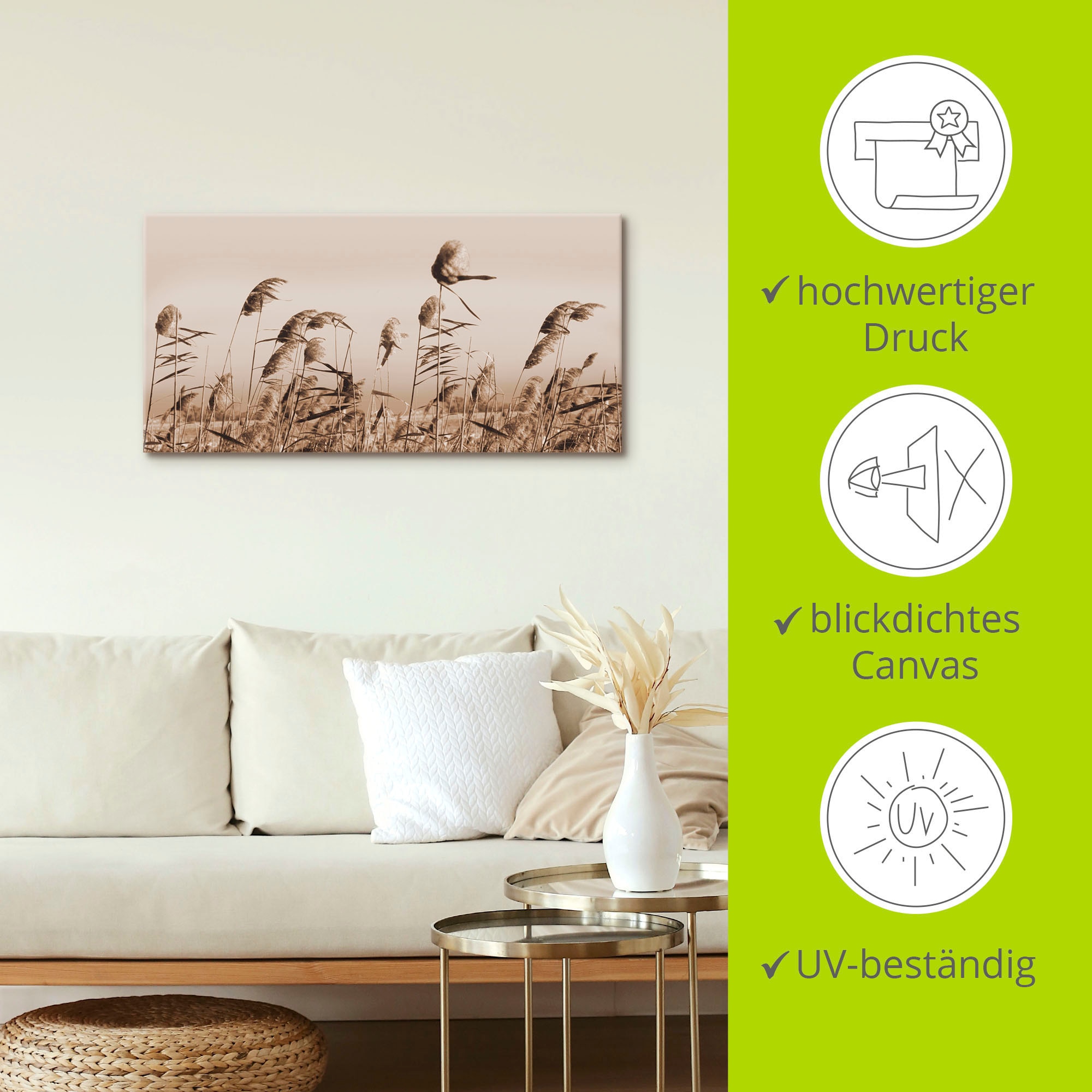 Artland Leinwandbild »Gräser« Gräser 1 Stk. tlg. auf Holzrahmen gespannt