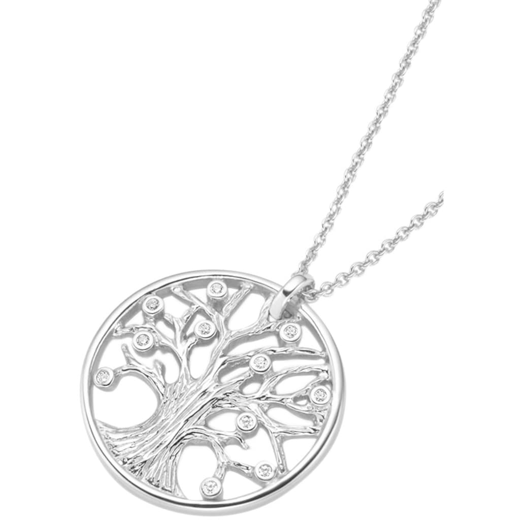 Firetti Kette mit Anhänger »Schmuck Geschenk Silber 925 Halsschmuck Halskette Ankerkette Baum«, mit Zirkonia (synth.)