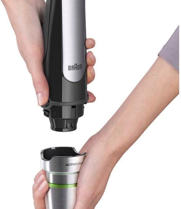 Braun Stabmixer »MultiQuick 7 MQ 7025X - 1000W, Stufenlosregulierbar, Dynamische Klinge« 1000 W Spritzschutz, Extra Mahlklinge, 350 ml Zerkleinerer, Schneebesen
