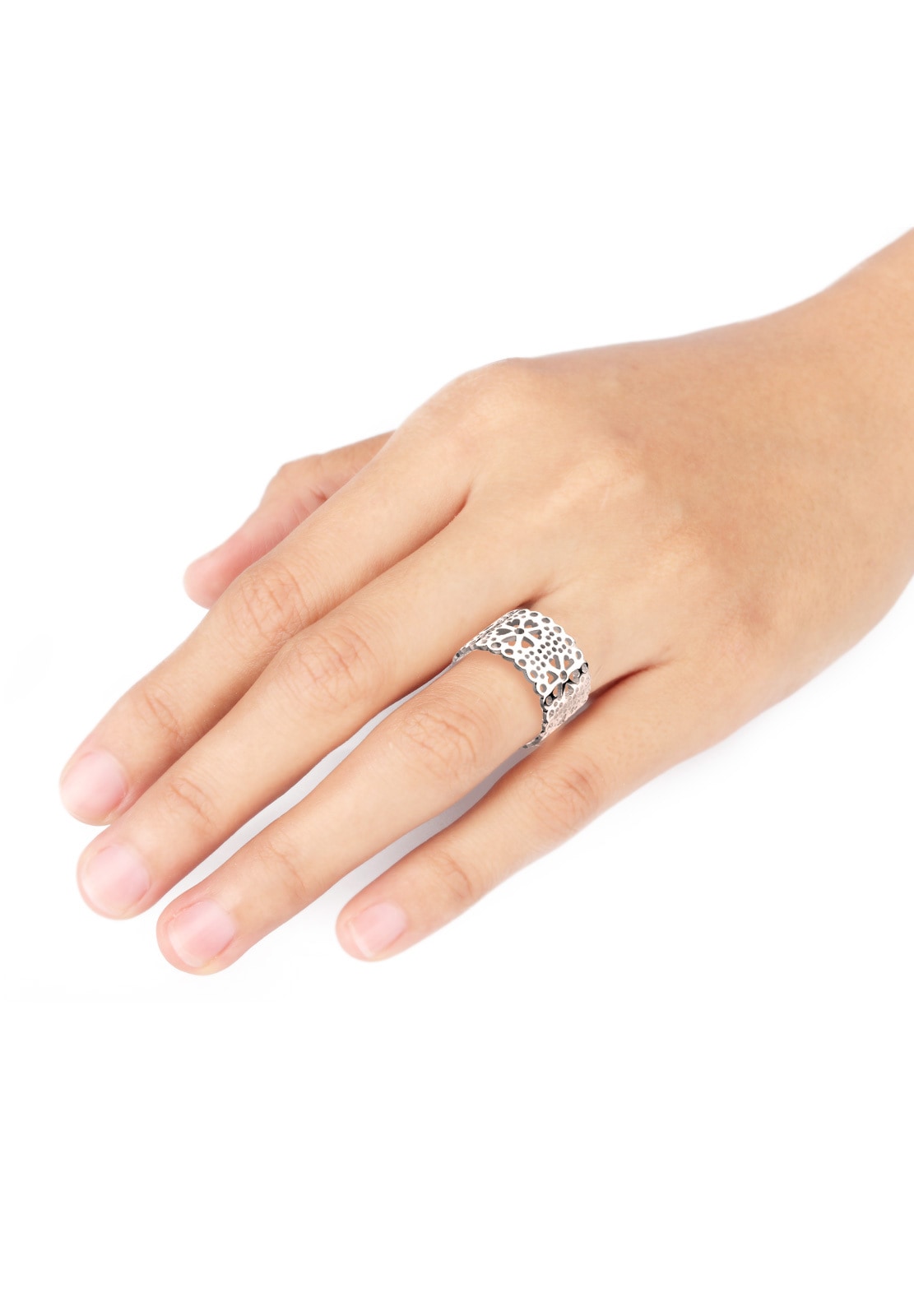 Elli Fingerring »Ring Blume Ornament Cut Out 925 Silber«