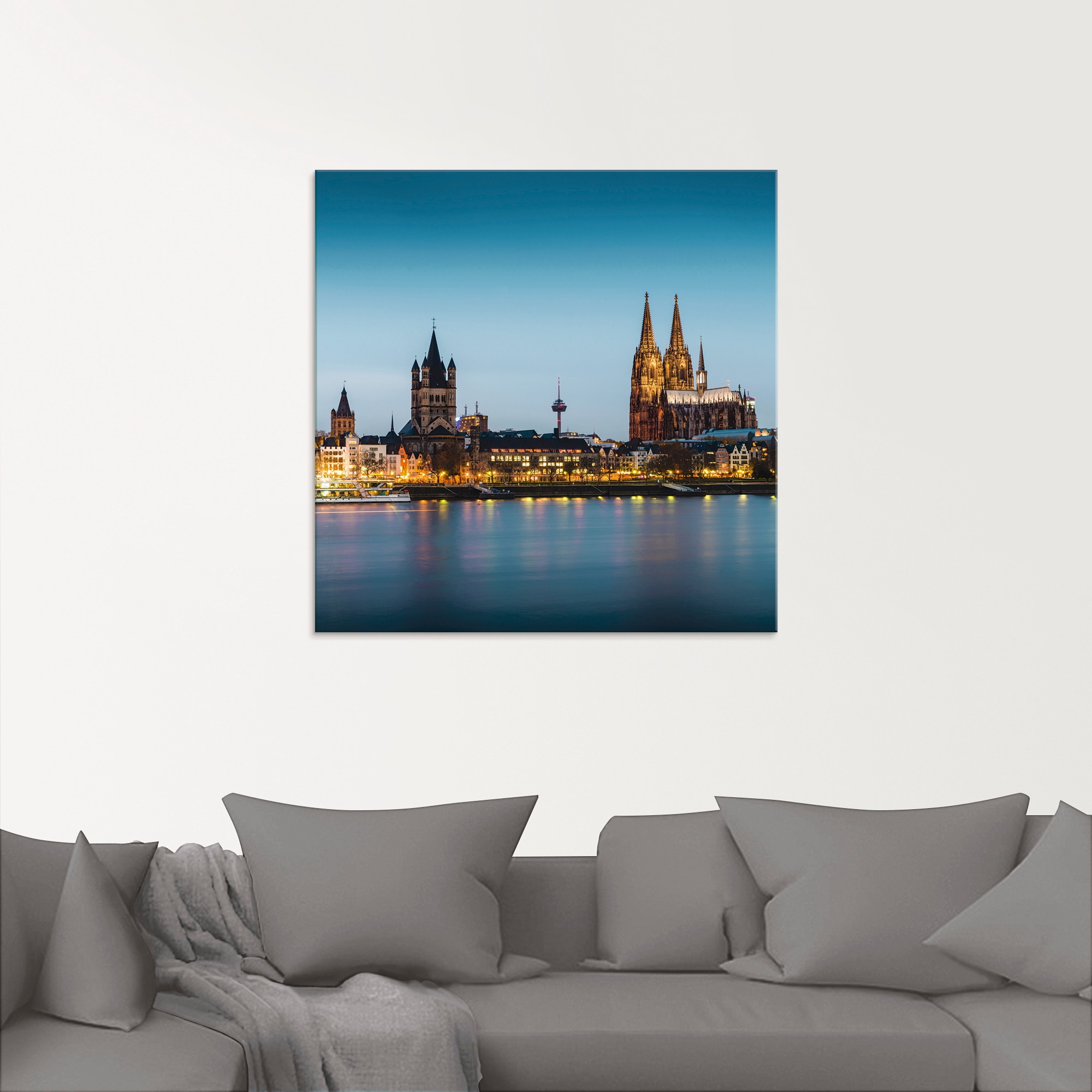 Artland Glasbild »Köln Rheinpromenade«, Deutschland, (1 St.), in verschiedenen Größen