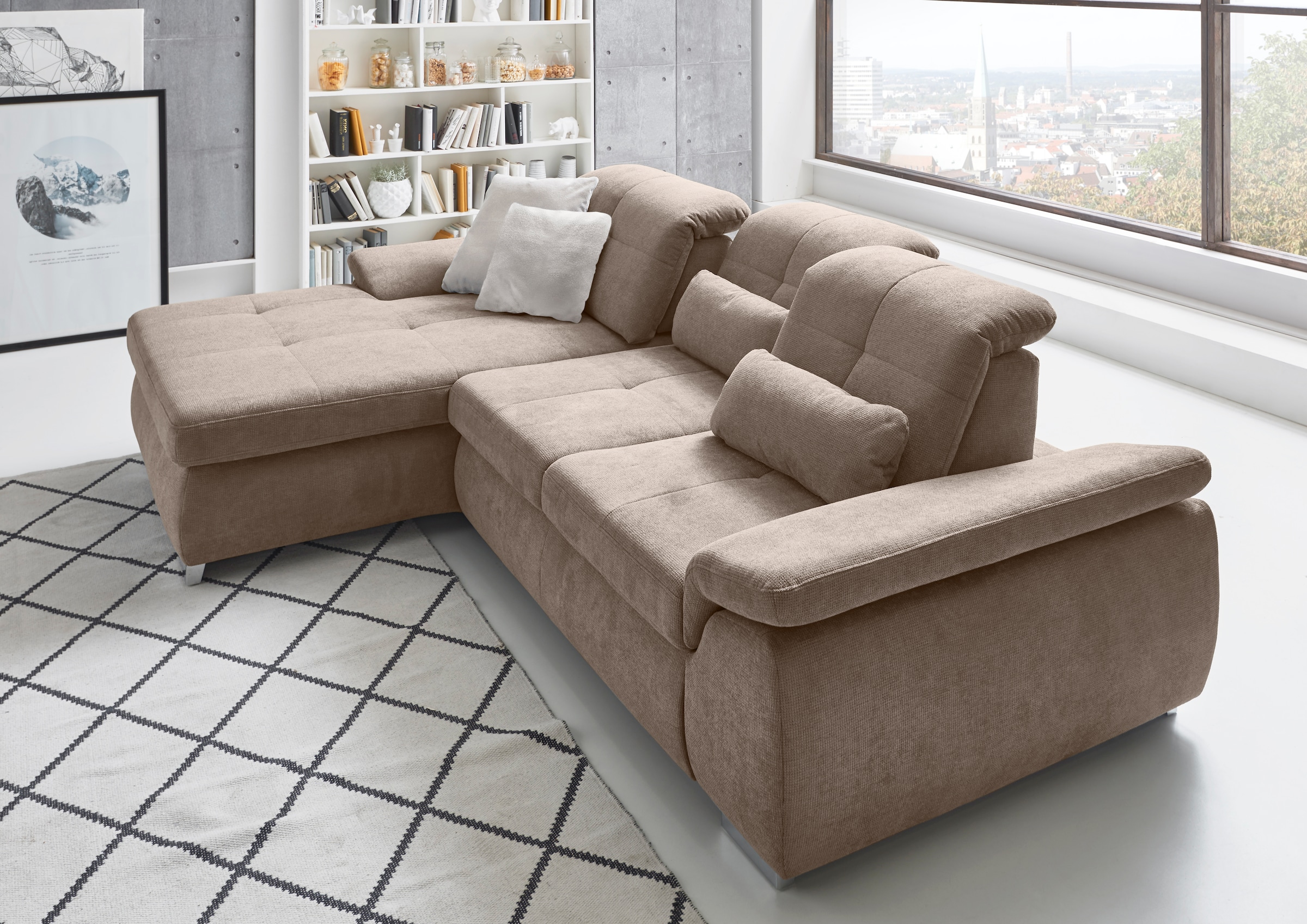 Die PlanBar Ecksofa »MP-IN16037 L-Form, Breite 289 cm, mit Kaltschaum-Polsterung« mit Sitztiefenverstellung & Zierkissen