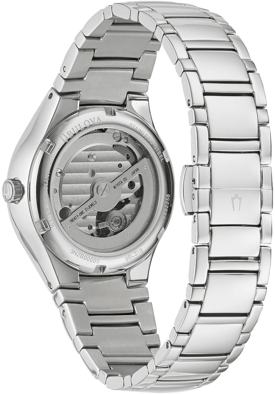 Bulova Automatikuhr, Armbanduhr, Damenuhr, Edelstahlarmband