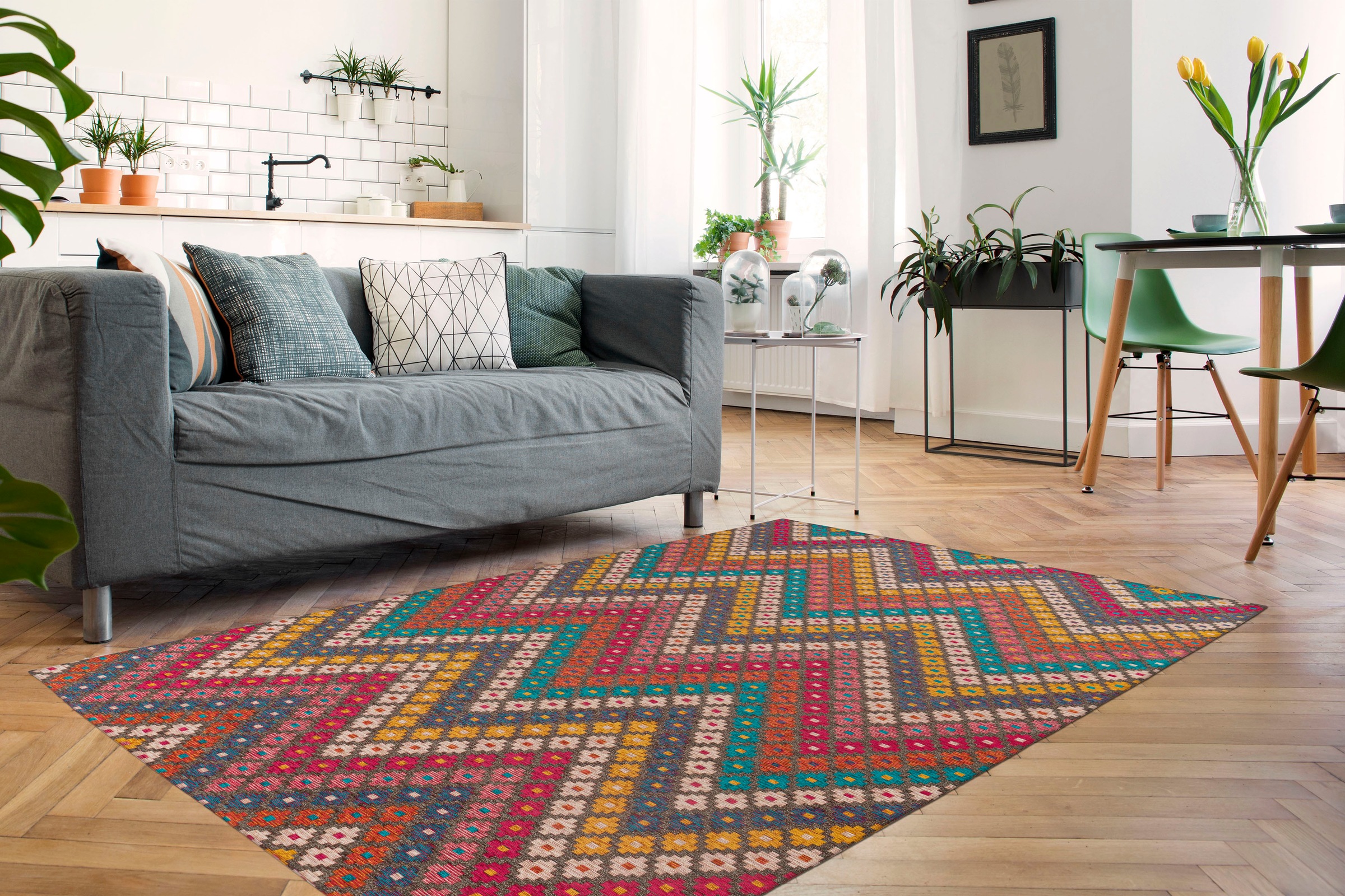 Padiro Teppich »Primavera 225« rechteckig 5 mm Höhe Flachgewebe