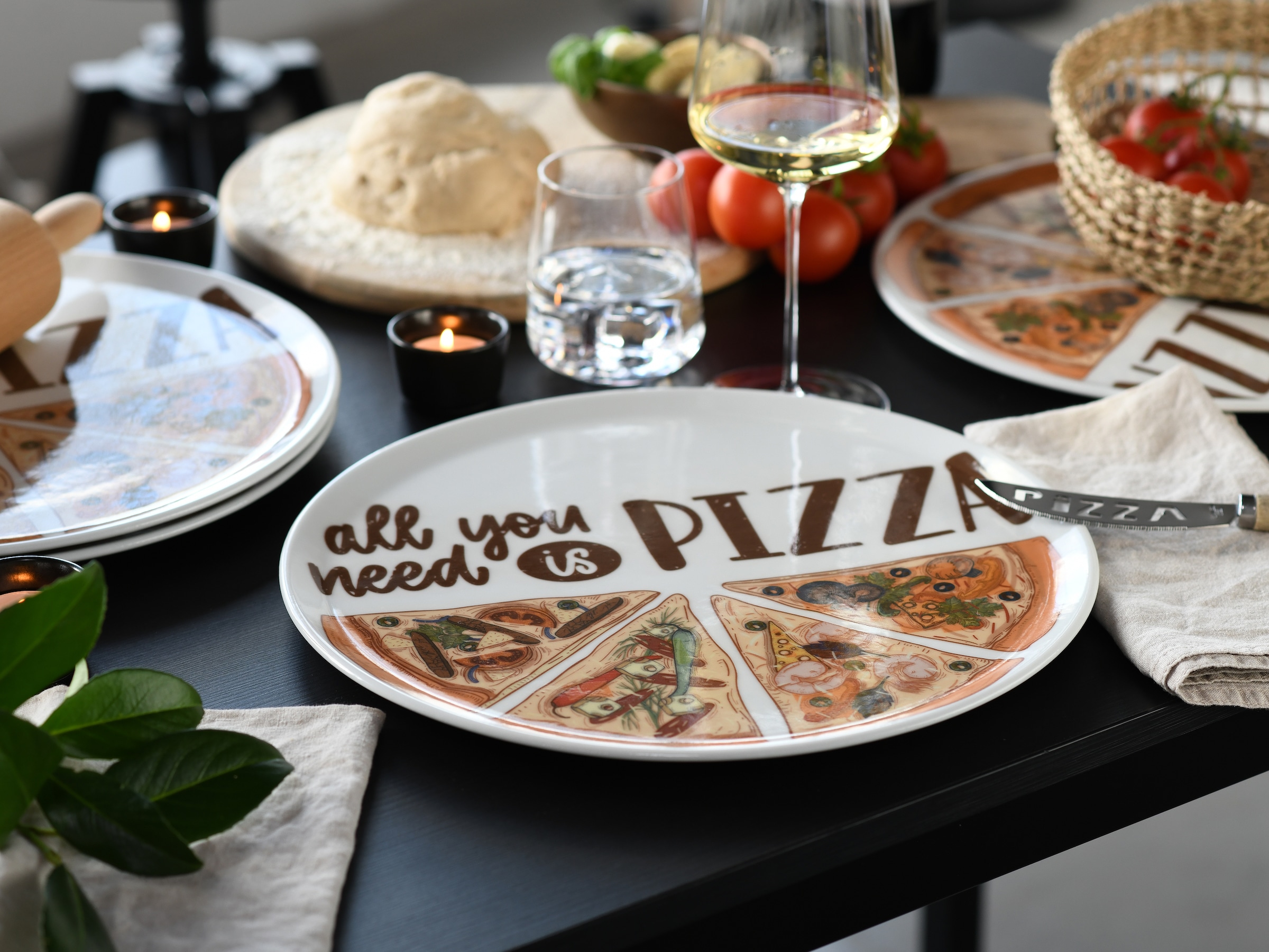 CreaTable Pizzateller »Europa All You Need, Pizzateller 33 cm 6-tlg« Teller Set, Pizzamotiv, Europäische Qualität