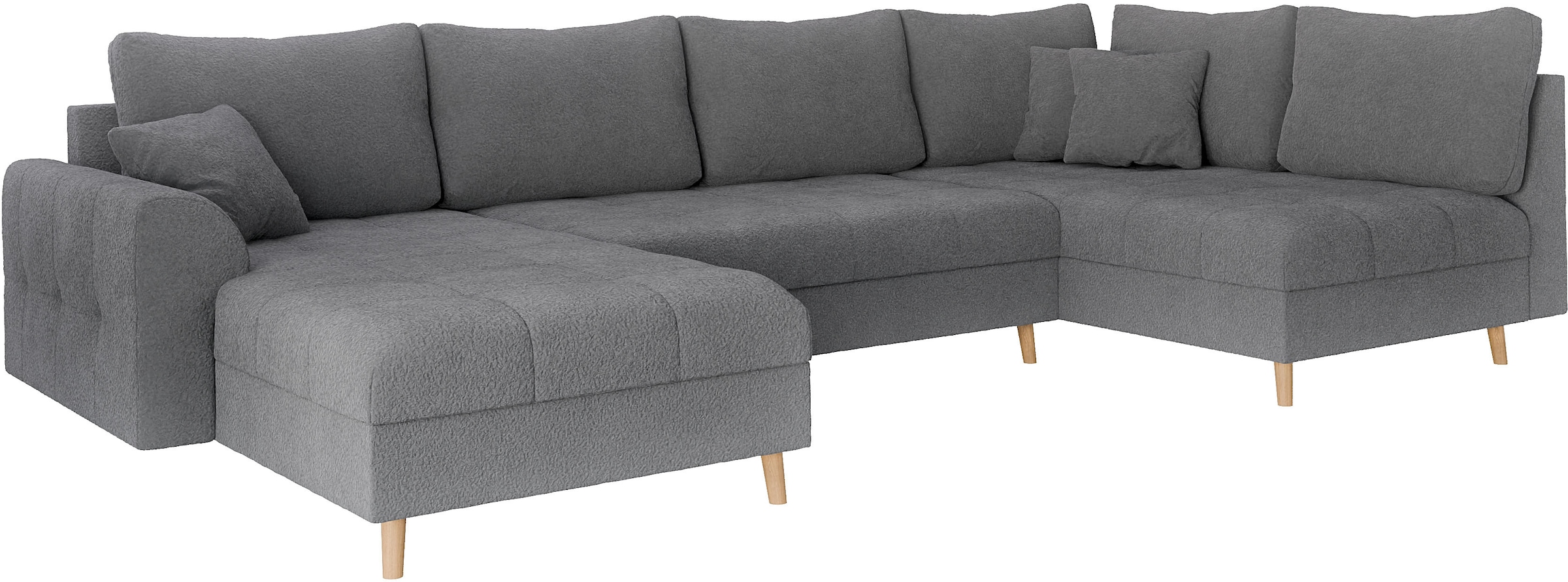 Home affaire Wohnlandschaft »CHARRE U-Form mit Ottomane, Maße B/T/H: 310/161/81 cm«, feine Steppung, lose Rücken- und Zierkissen, auch in Cord und Bouclé