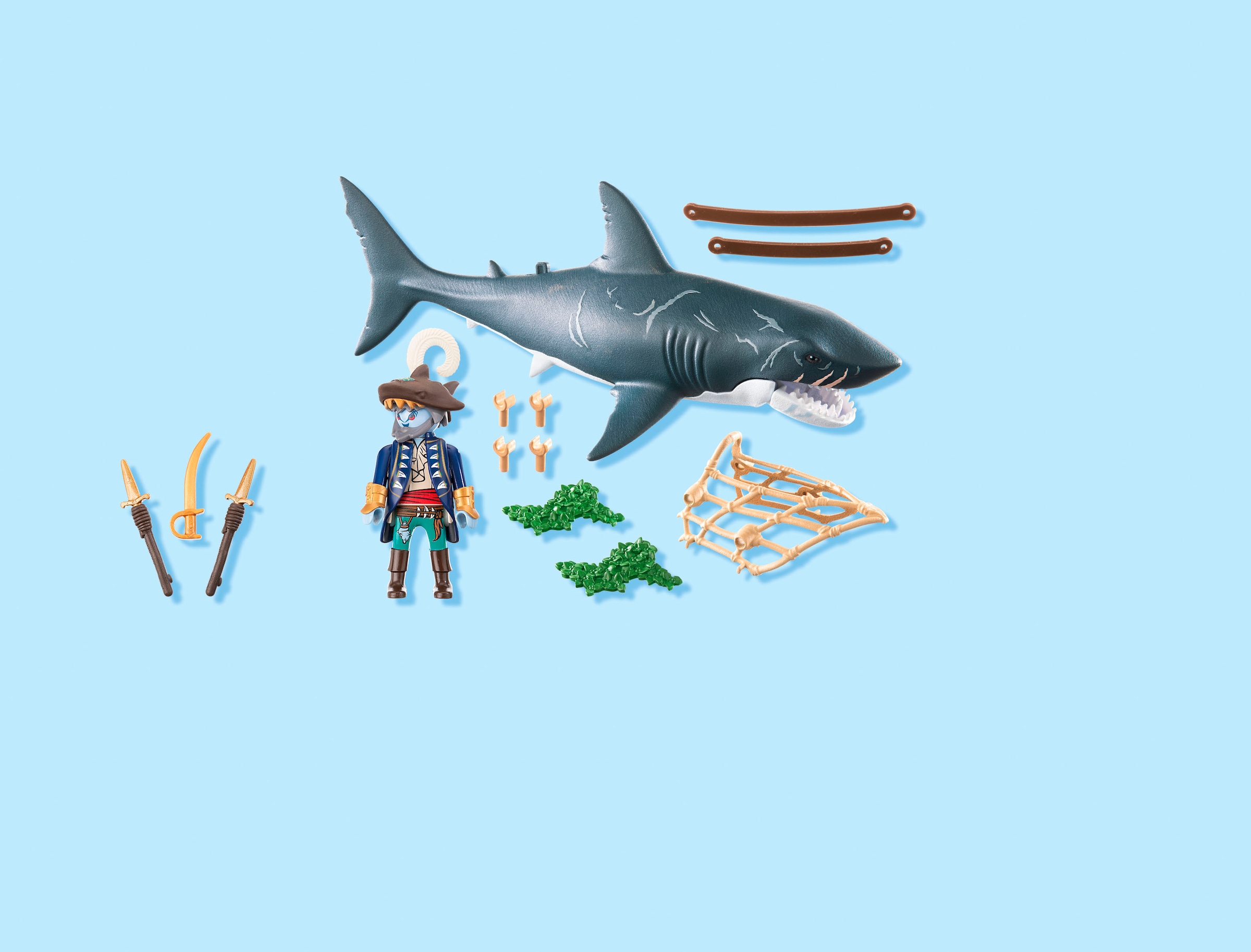 Playmobil® Konstruktions-Spielset »Gefahr durch Riesenhai (71793), Playmobil Pirates«, (21 St.)