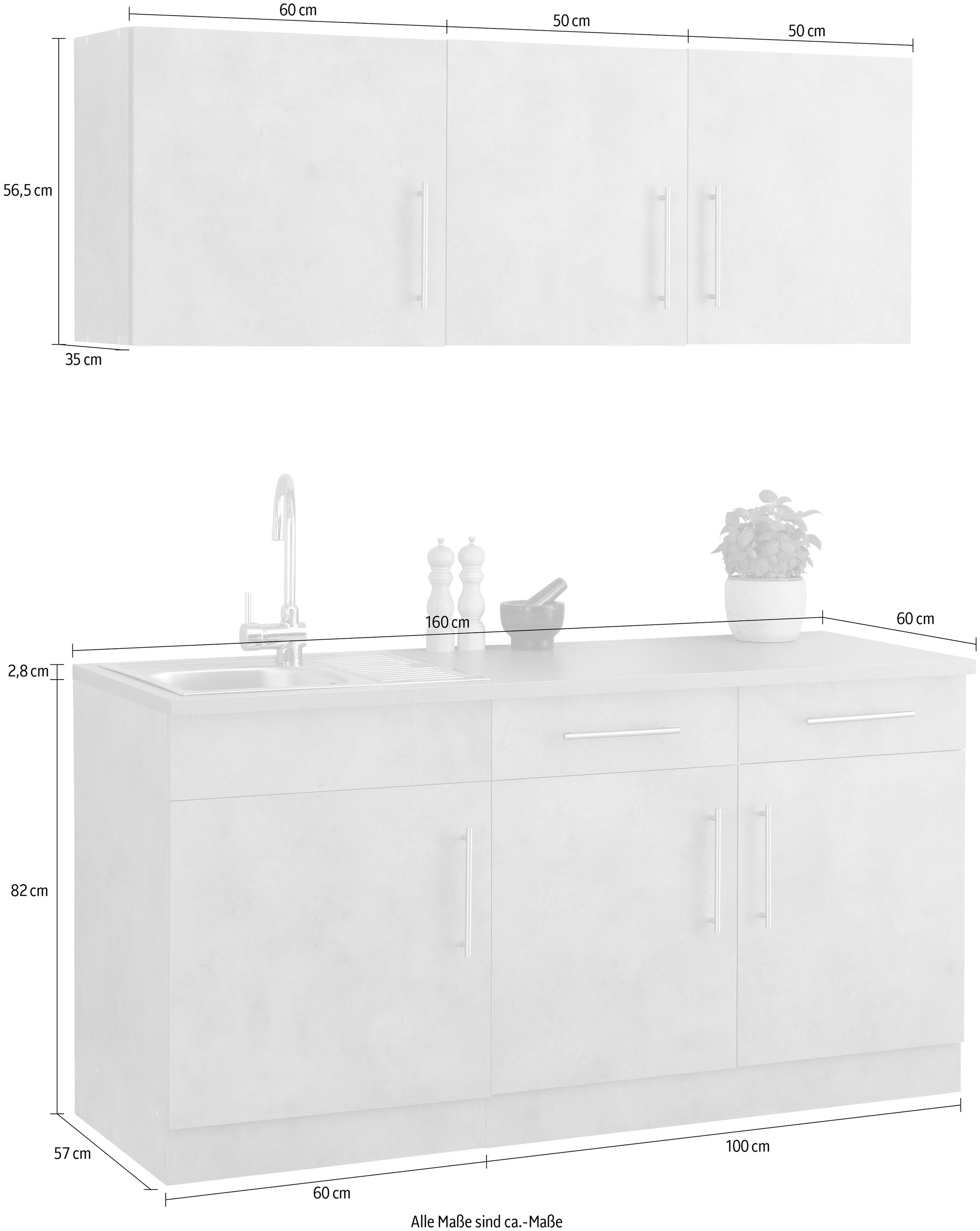 wiho Küchen Küche »Cali«, ohne E-Geräte, Breite 160 cm auf Raten bestellen