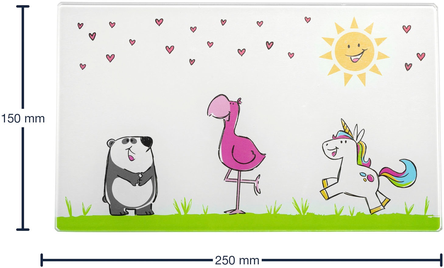 LEONARDO Schneidebrett »BAMBINI«, (Set, 4 St.), Glas, Flamingo/Einhorn/Panda