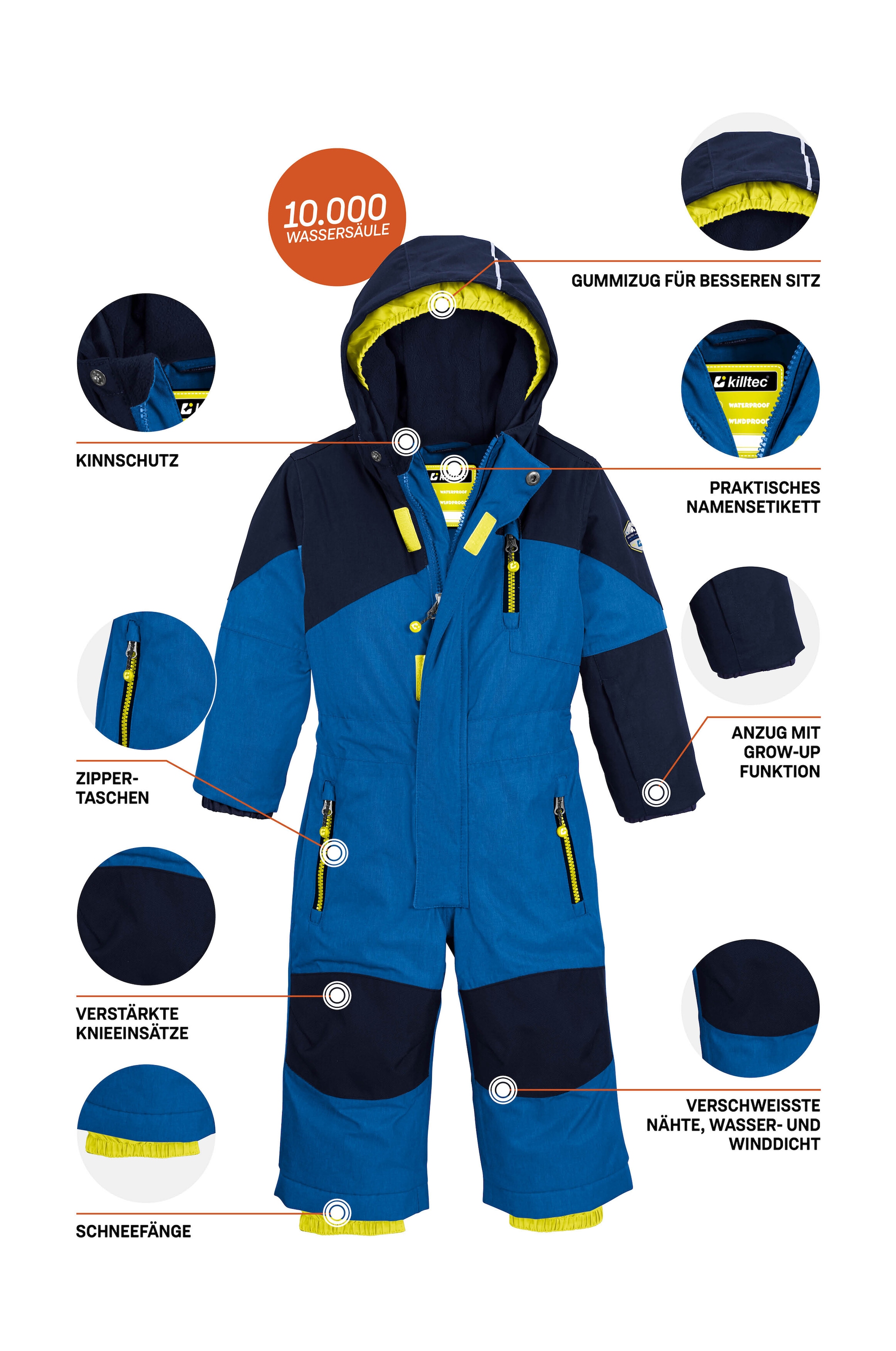 Killtec Skianzug »Kesley Mini«, Skioverall, wind- und wasserdicht, innen warmes Fleece