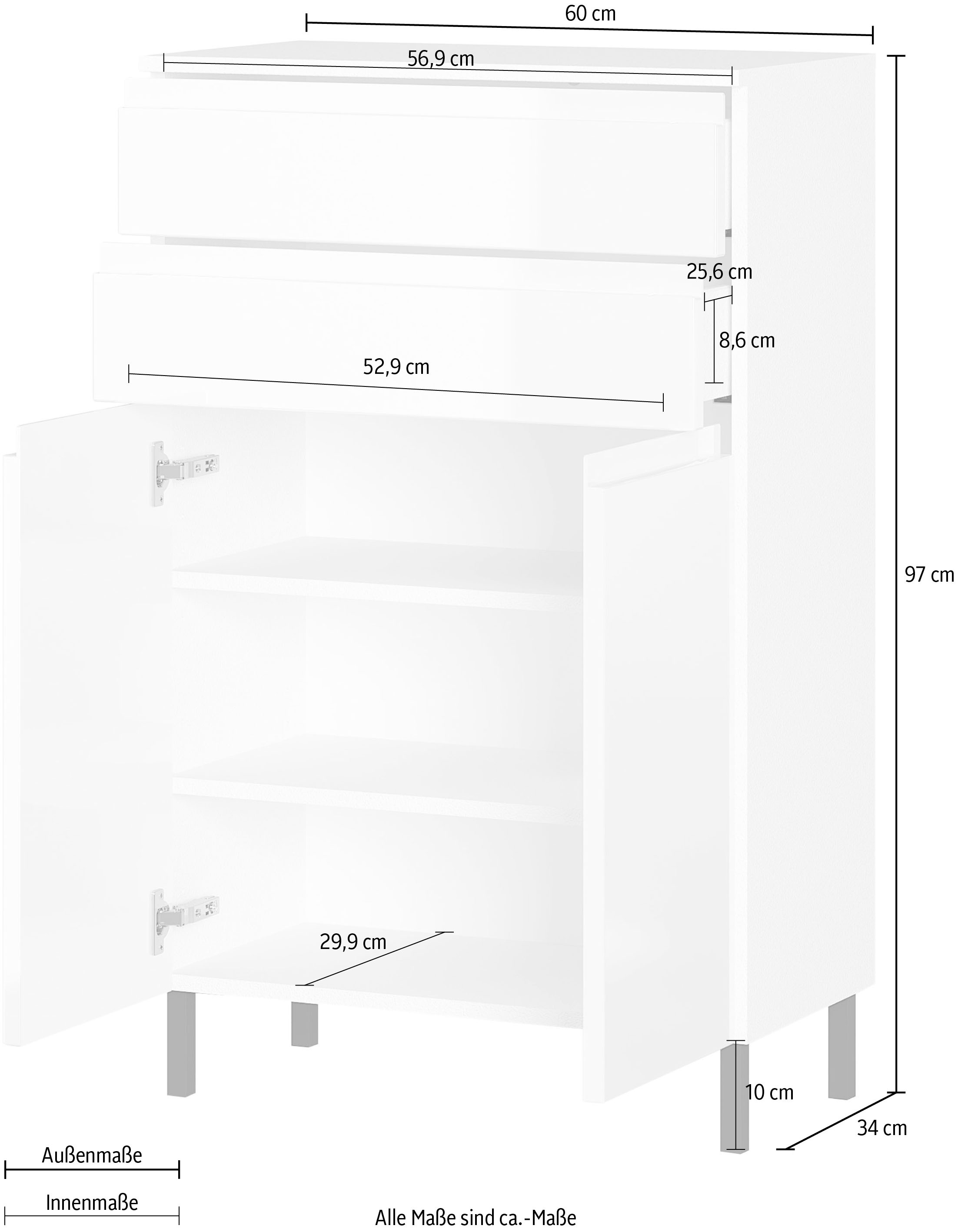 GERMANIA Badkommode »Scantic«, Breite 60 cm, Badezimmerschrank, 2 Türen, 2 Schubkästen, Türdämpfer