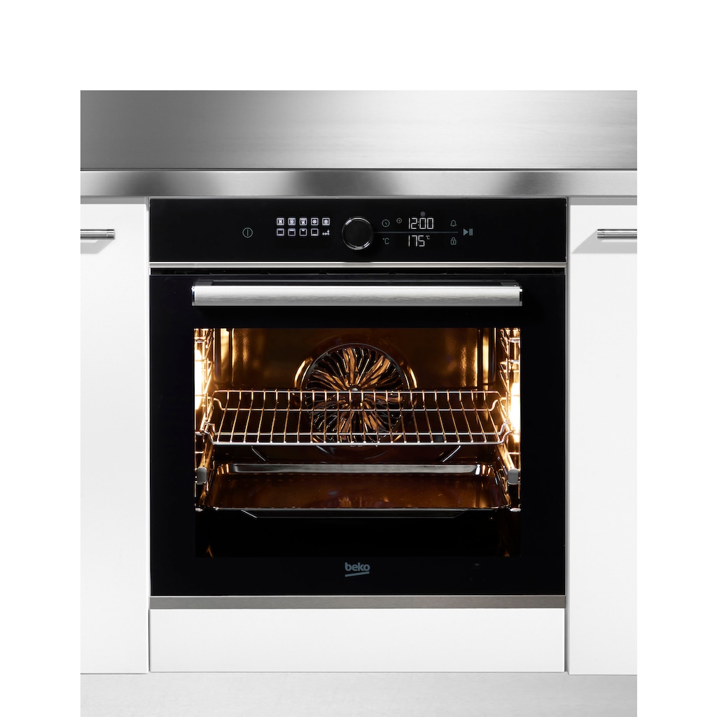 BEKO Einbaubackofen »BBIM13400XS«, BBIM13400XS, mit 1-fach-Teleskopauszug, SteamShine