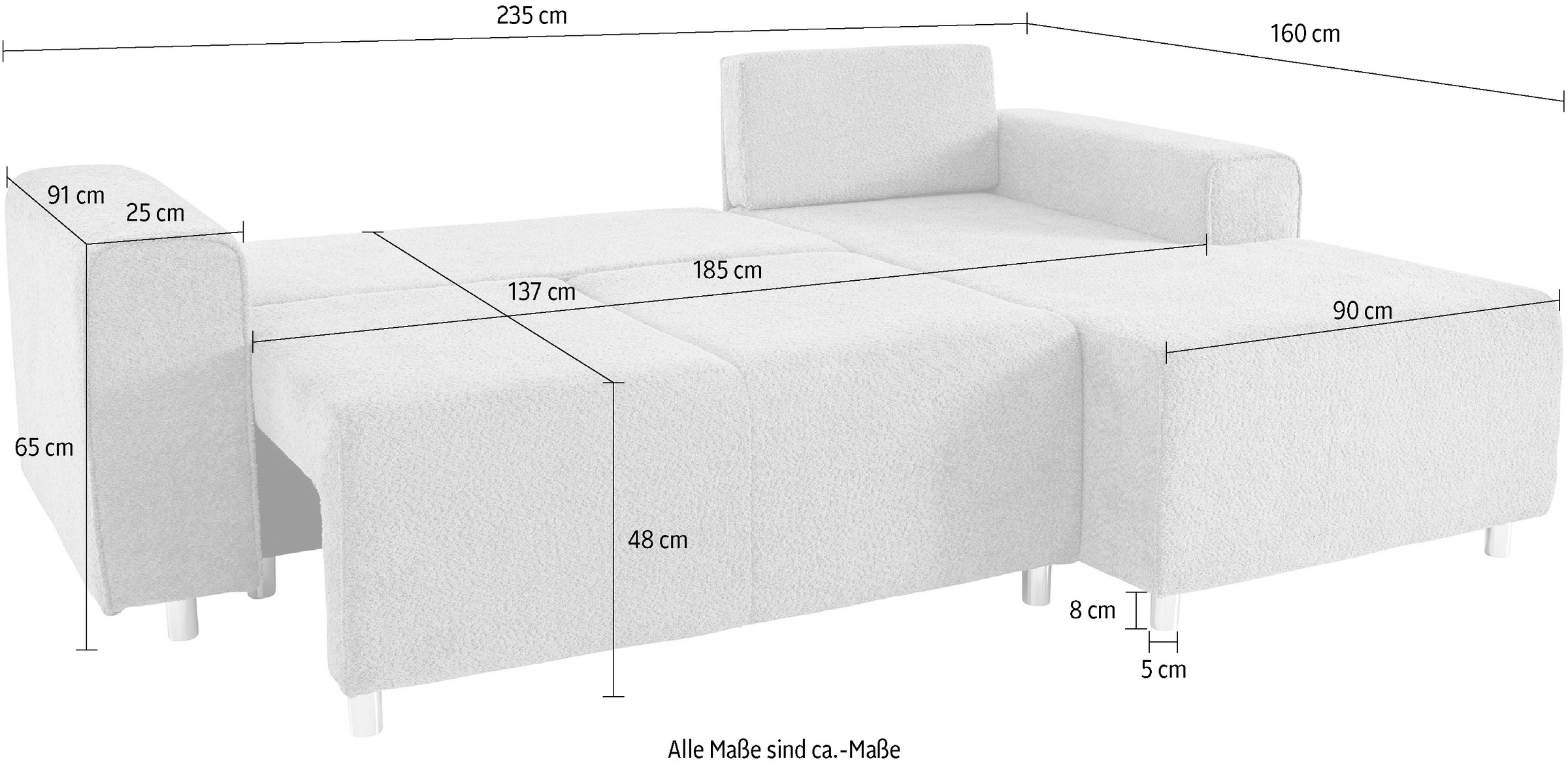 Guido Maria Kretschmer Home&Living Ecksofa »Györ«, L-Form, wahlweise mit Bettfunktion und Bettkasten incl. 2 Zierkissen