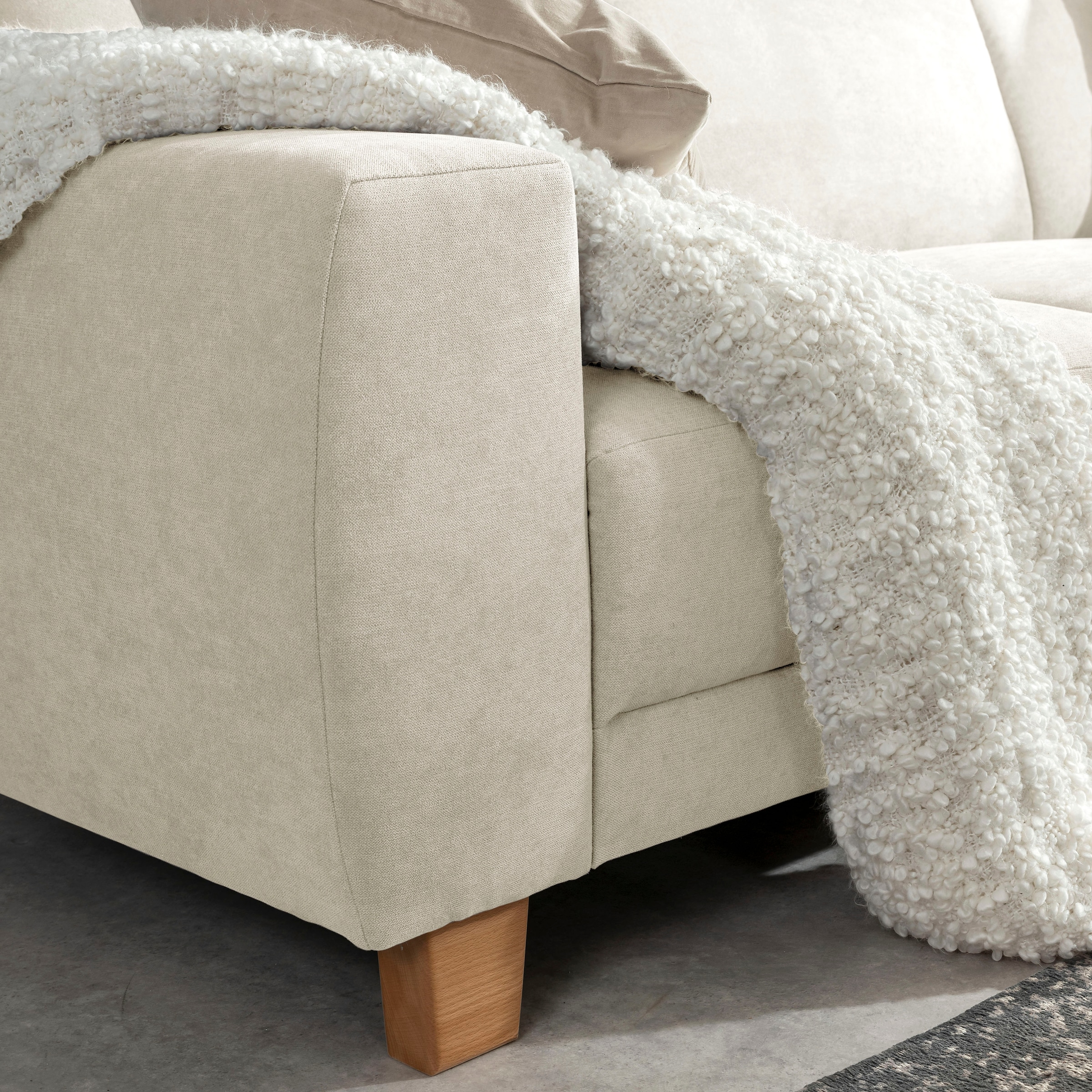 Max Winzer® Ecksofa »Blackpool modern, mittlere Sitzhärte mit hochwertiger Schaumpolsterung«, Lounge-Charakter durch niedrigen, leicht gewölbten Rücken