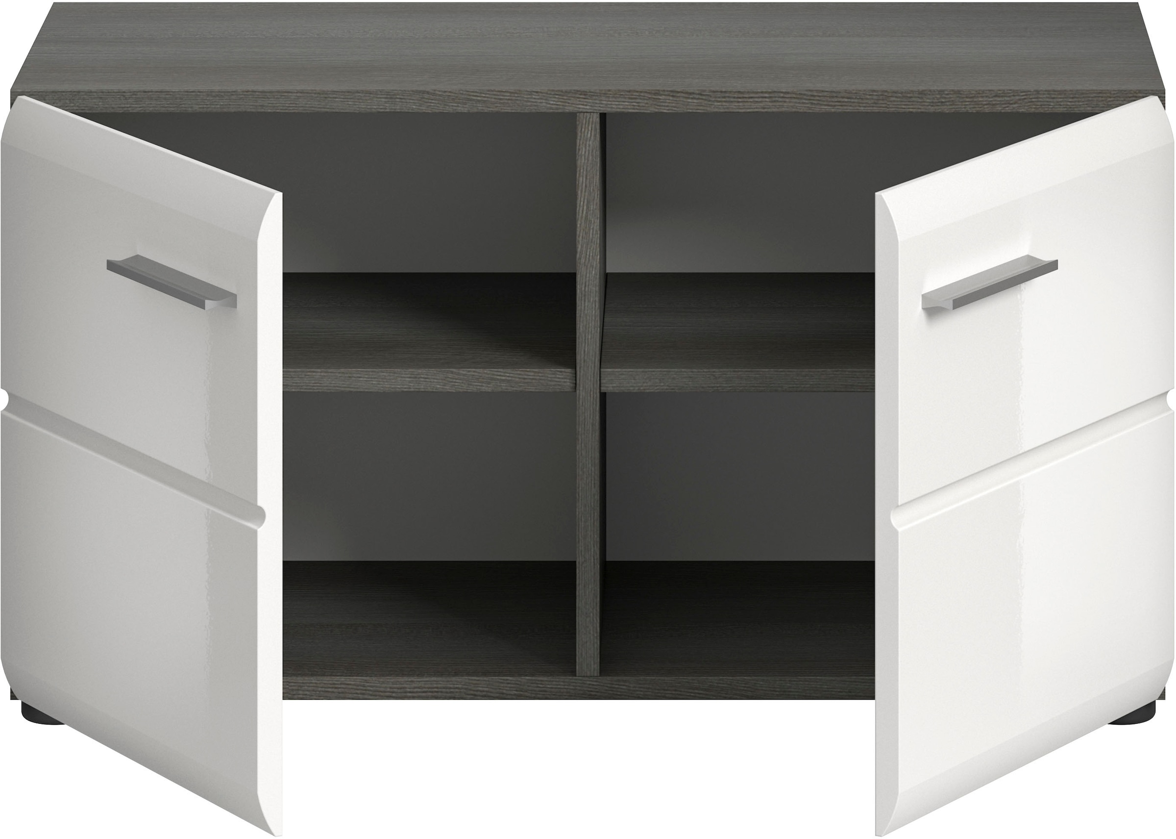 INOSIGN Sitzbank »Rumba, Breite 80cm, Hochglanz Front, 2 Türen, 2 Einlegeböden, 4 Fächer«, Schuhbank, Schuhschrank, Flurbank, Flurmöbel