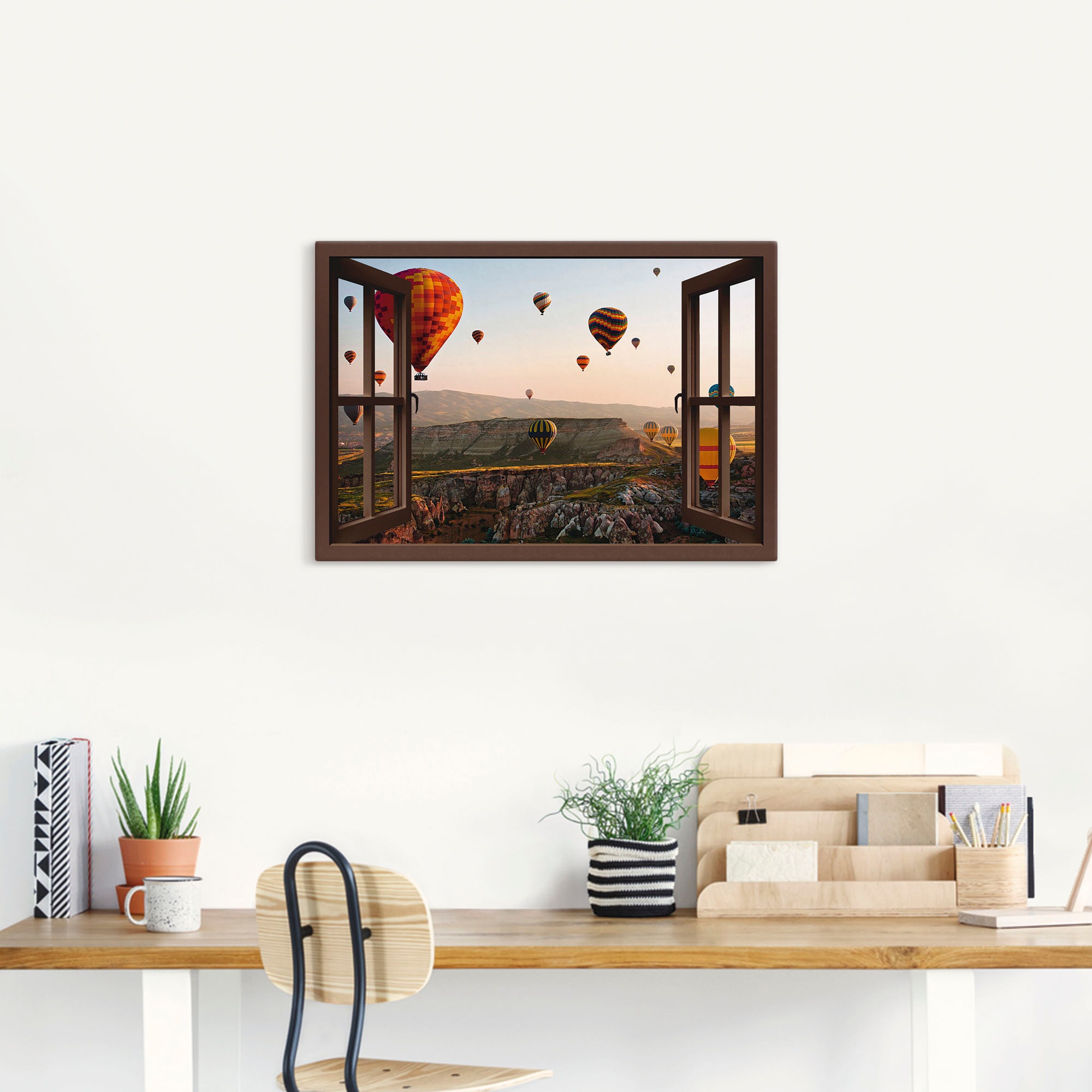 Artland Leinwandbild »Fensterblick Kappadokien Ballonfahrt« Ballonfahren 1 Stk. tlg. auf Holzrahmen gespannt