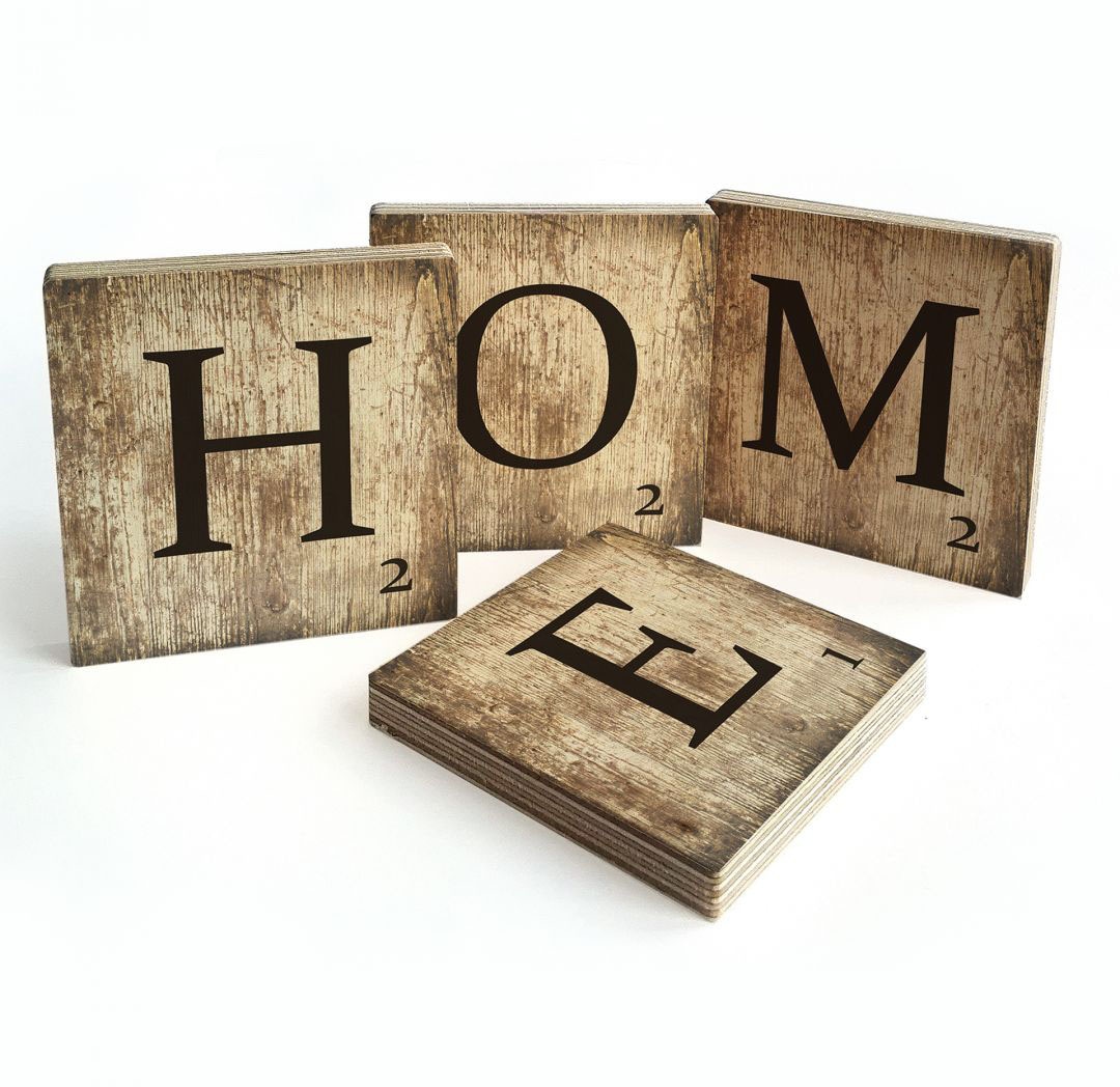 Mehrteilige 4 Buchstaben bestellen »Scrabble Home«, auf (Set, Deko Rechnung St.) Wall-Art Bilder