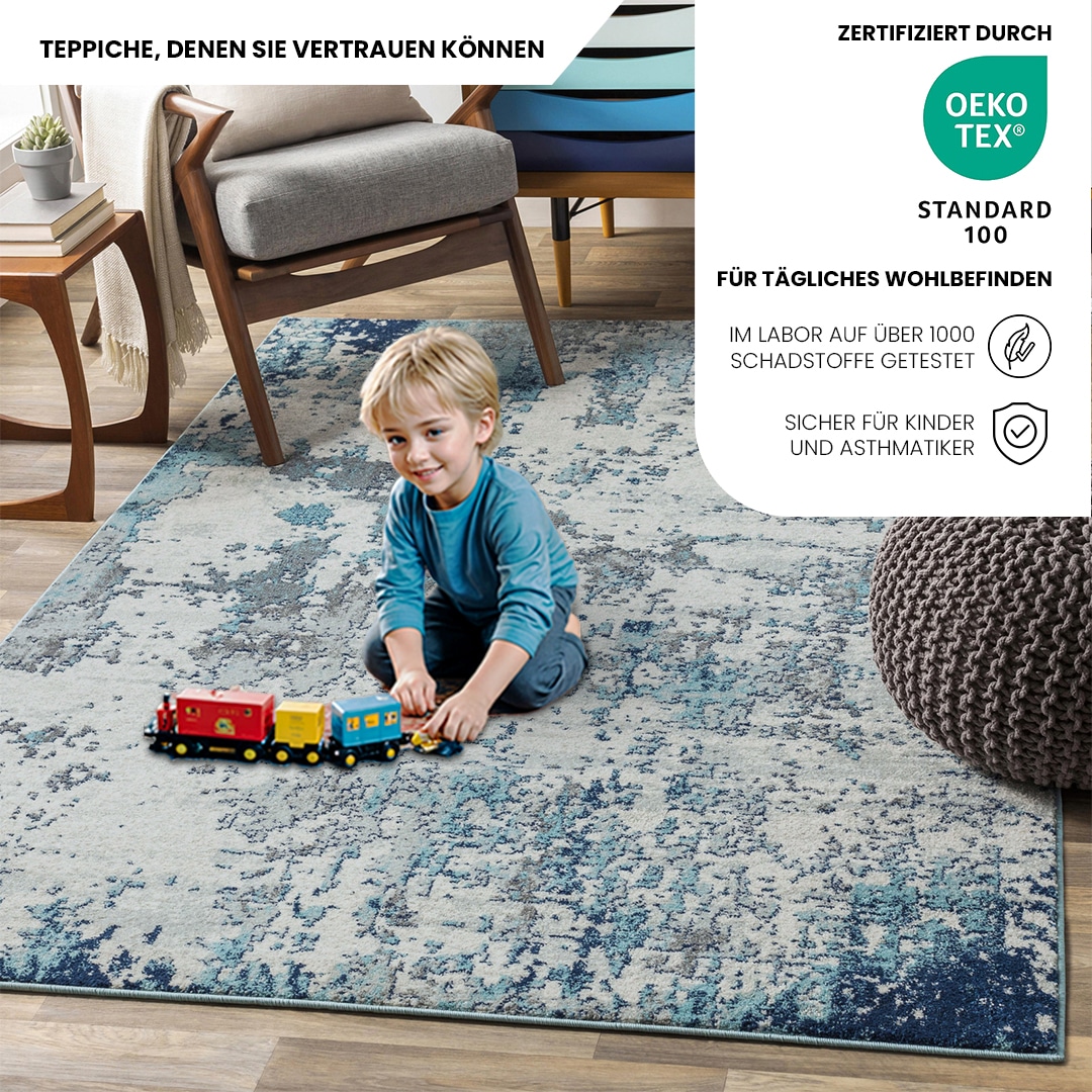 Livabliss Teppich »DUNKIRK«, rechteckig, 11 mm Höhe, Moderner Designerteppich in Marmor Optik, Kurzflor Wohnzimmerteppich