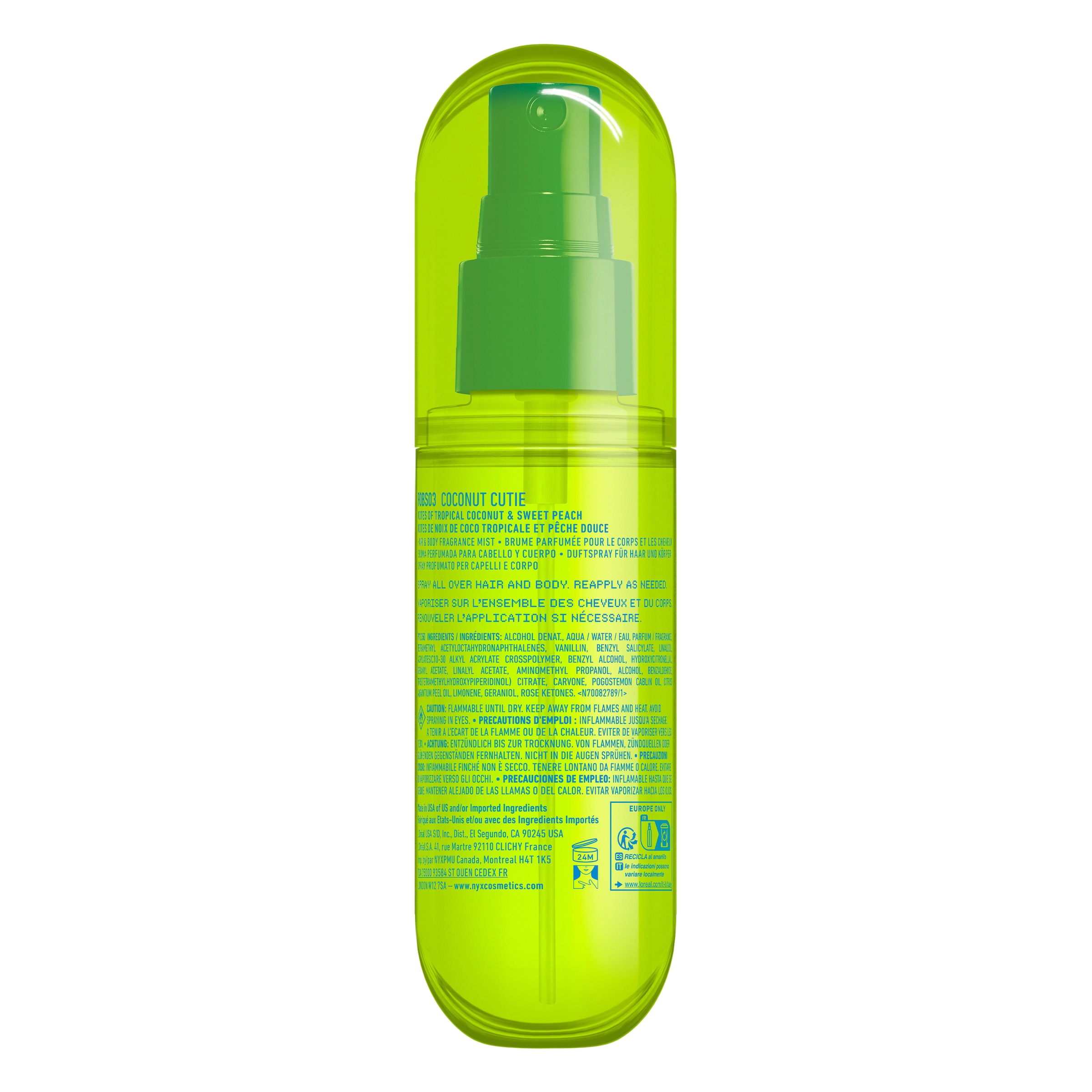 NYX PROFESSIONAL MAKEUP Bodyspray »COCONUT CUTIE HAIR & BODY MIST« tropische Mischung aus Kokosnuss & Pfirsich