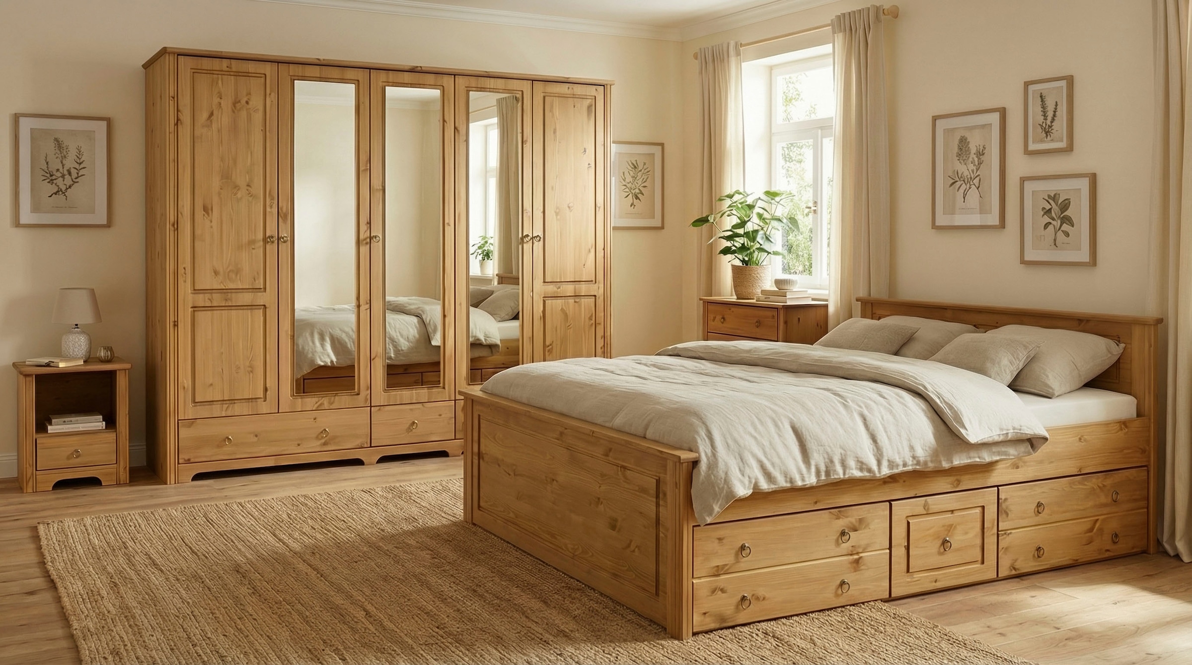 OTTO home Massivholzbett »Hugo, hohe Belastbarkeit! FSC® zertifiziertes Massivholz, Landhausstil« Breite/Belastbarkeit 180cm/200KG, 140cm/180KG,  Stauraumbett aus massiver Kiefer