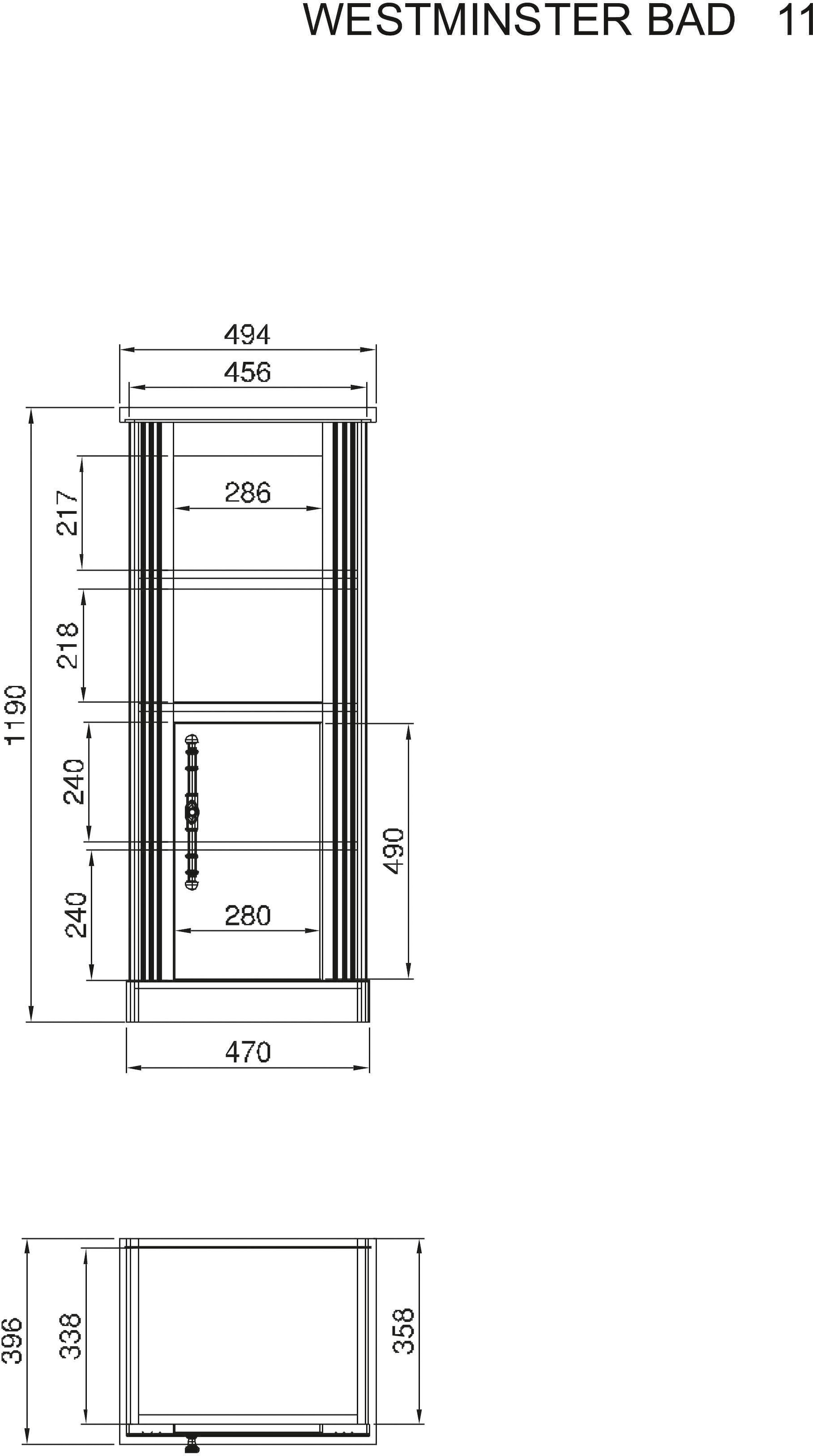 OTTO home Midischrank »WESTMINSTER, Badschrank im Landhausstil, Schrank mit Metallgriffen« in 2 Farben verfügbar, mit offenen Fächern und Stauraum