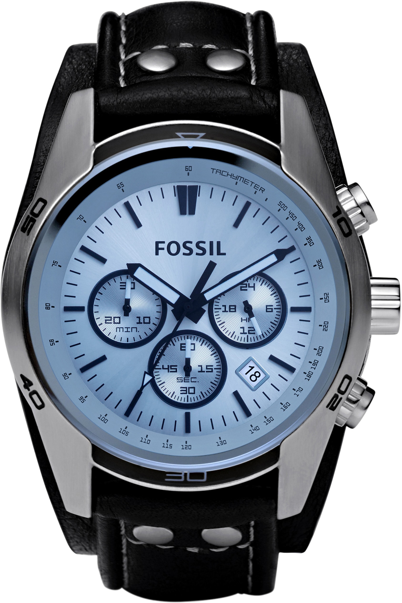 Fossil Chronograph »COACHMAN, CH2564«, Quarzuhr, Armbanduhr, Herrenuhr, Stoppfunktion, Datum, Lederarmband