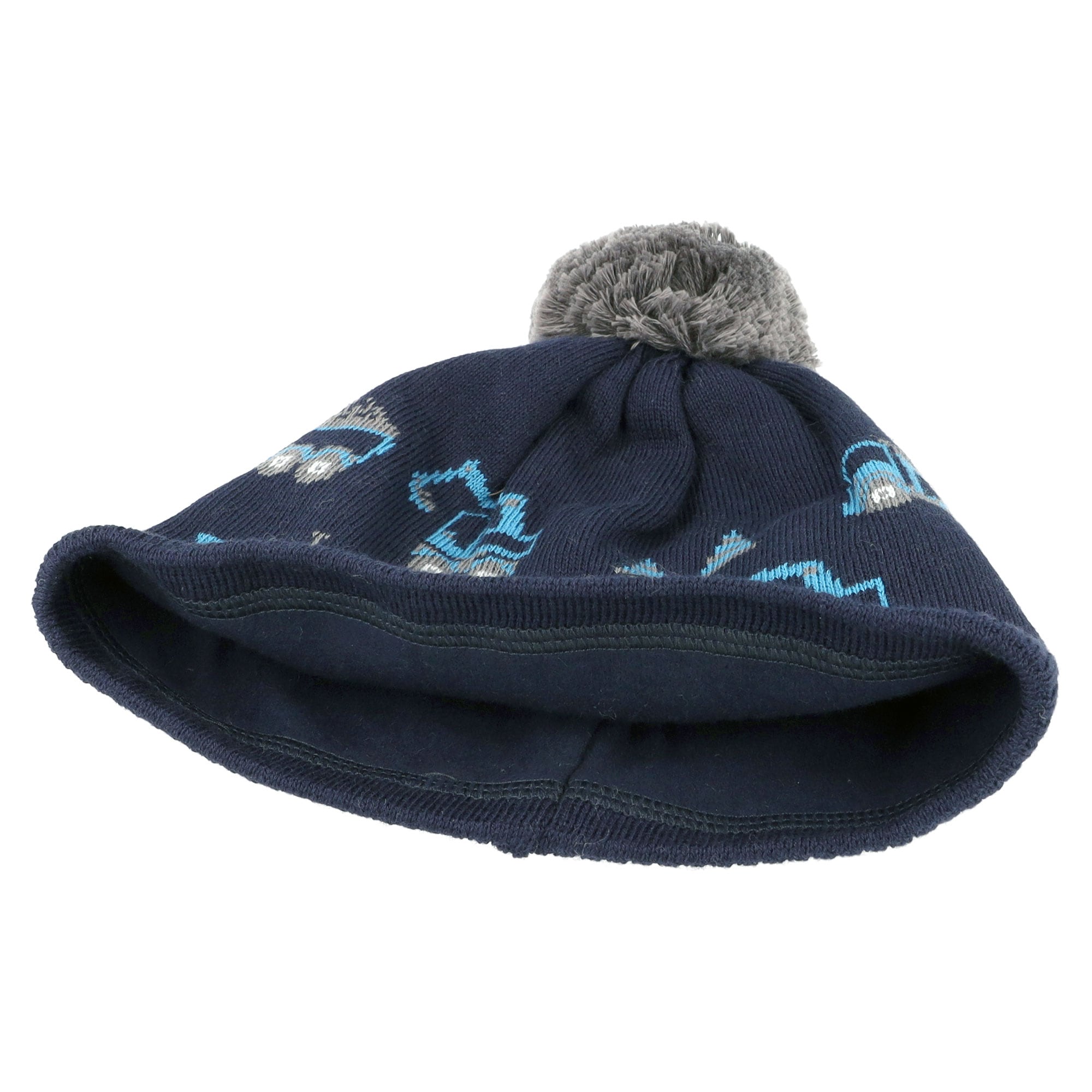 MAXIMO Strickmütze Baumwolle, gefüttert, kontrastfarbener Bommel, Motiv