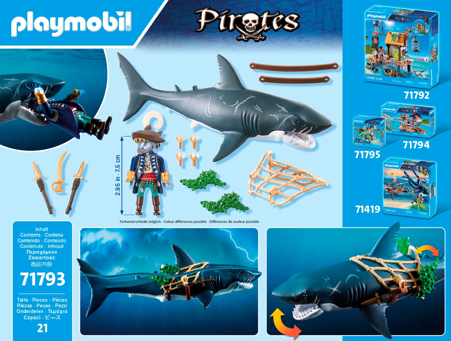 Playmobil® Konstruktions-Spielset »Gefahr durch Riesenhai (71793), Playmobil Pirates«, (21 St.)