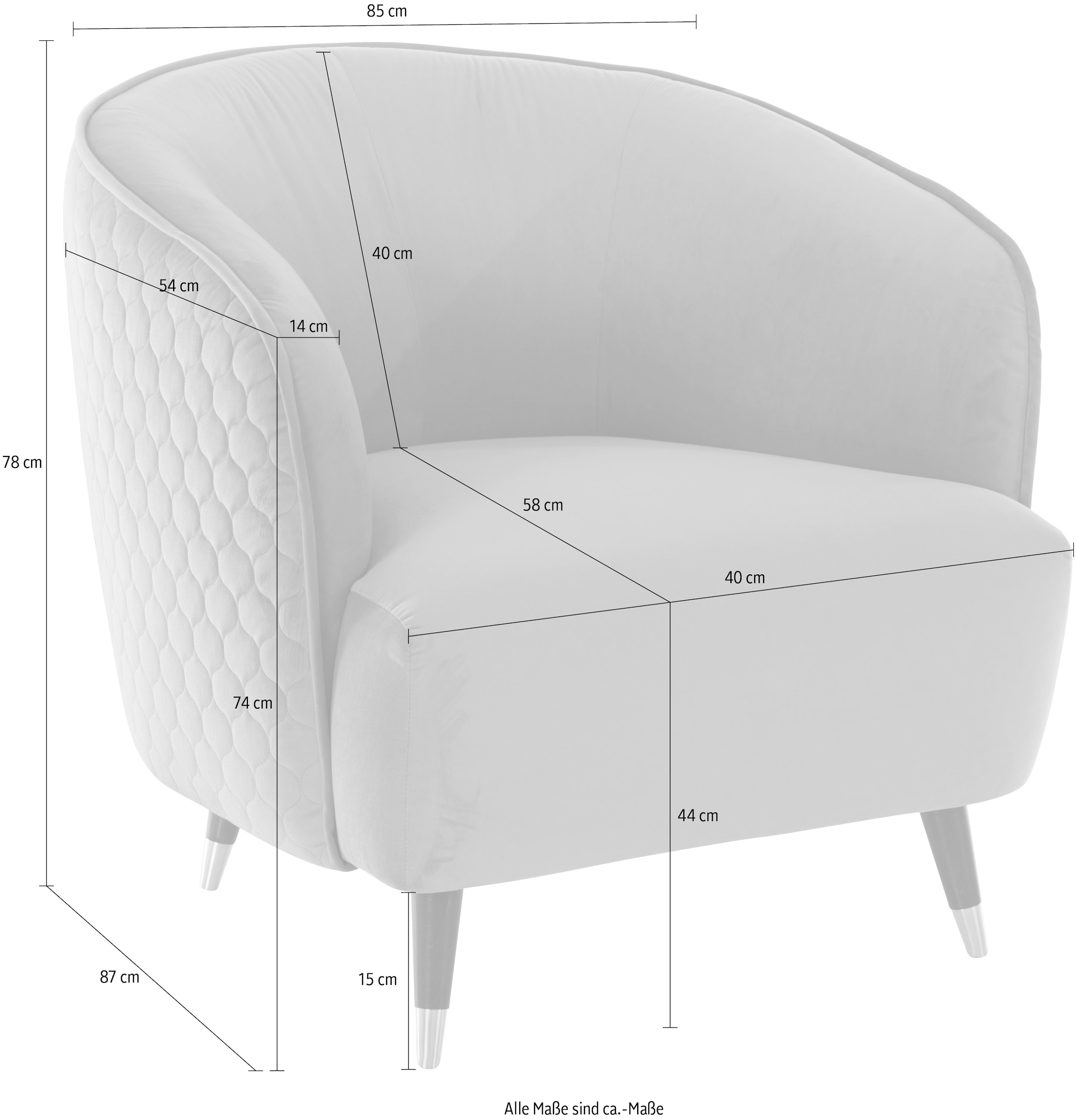 Guido Maria Kretschmer Home&Living Sessel »Oradea Cocktailsessel«, mit eleganter Steppung auf Rückseite der Rückenlehne