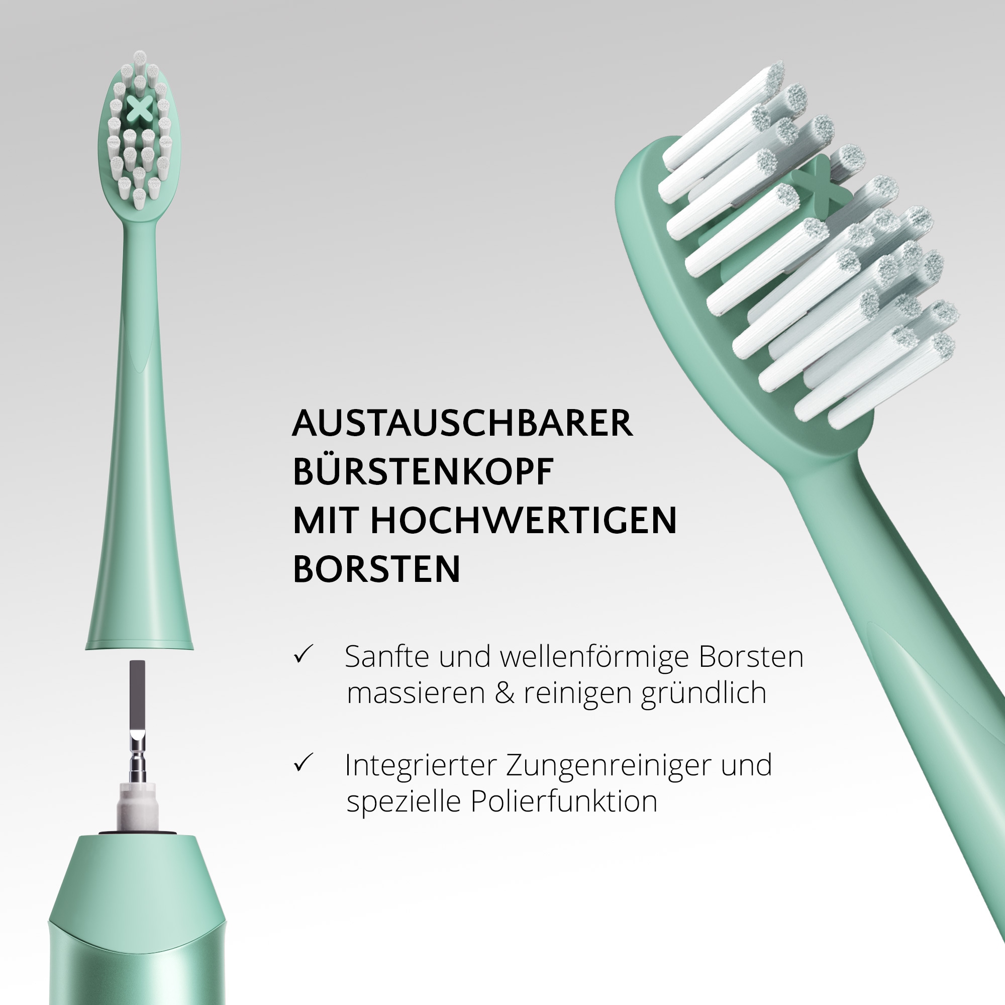 AILORIA Schallzahnbürste »Sommer-Edition SHINE BRIGHT USB-Sonic Toothbrush« 2 Stk. Aufsteckbürsten