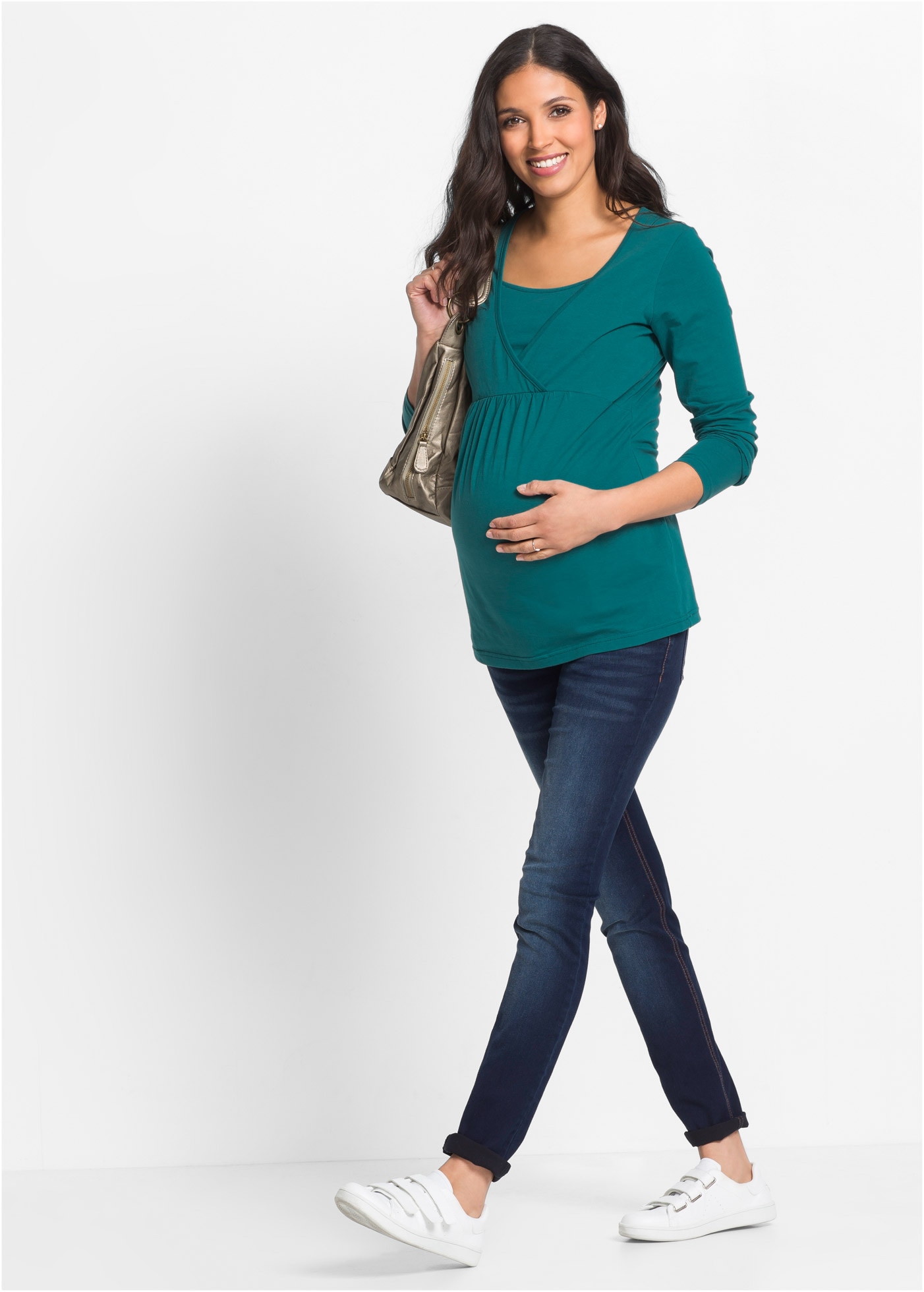 bonprix Stillshirt bequeme Passform, Wickelschnitt, 2-in-1 Umstands- und Stillfunktion