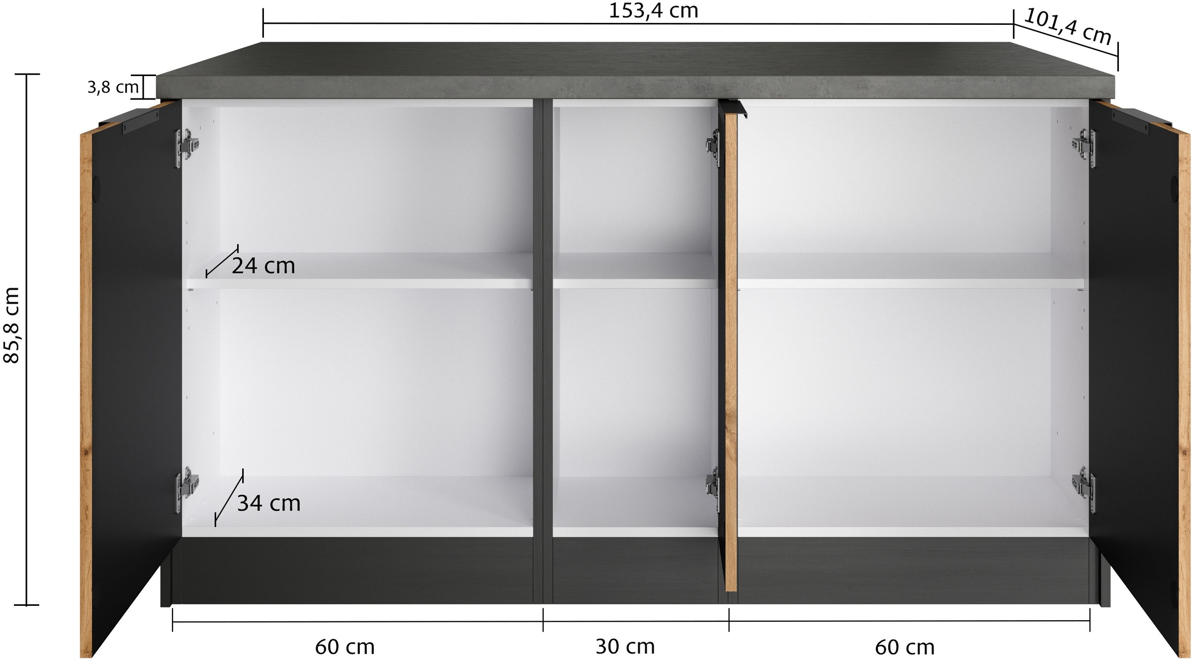 KOCHSTATION Kücheninsel »KS-Lagos«, Kücheninsel 153/100 cm, mit höhenverstellbaren Möbelfüßen
