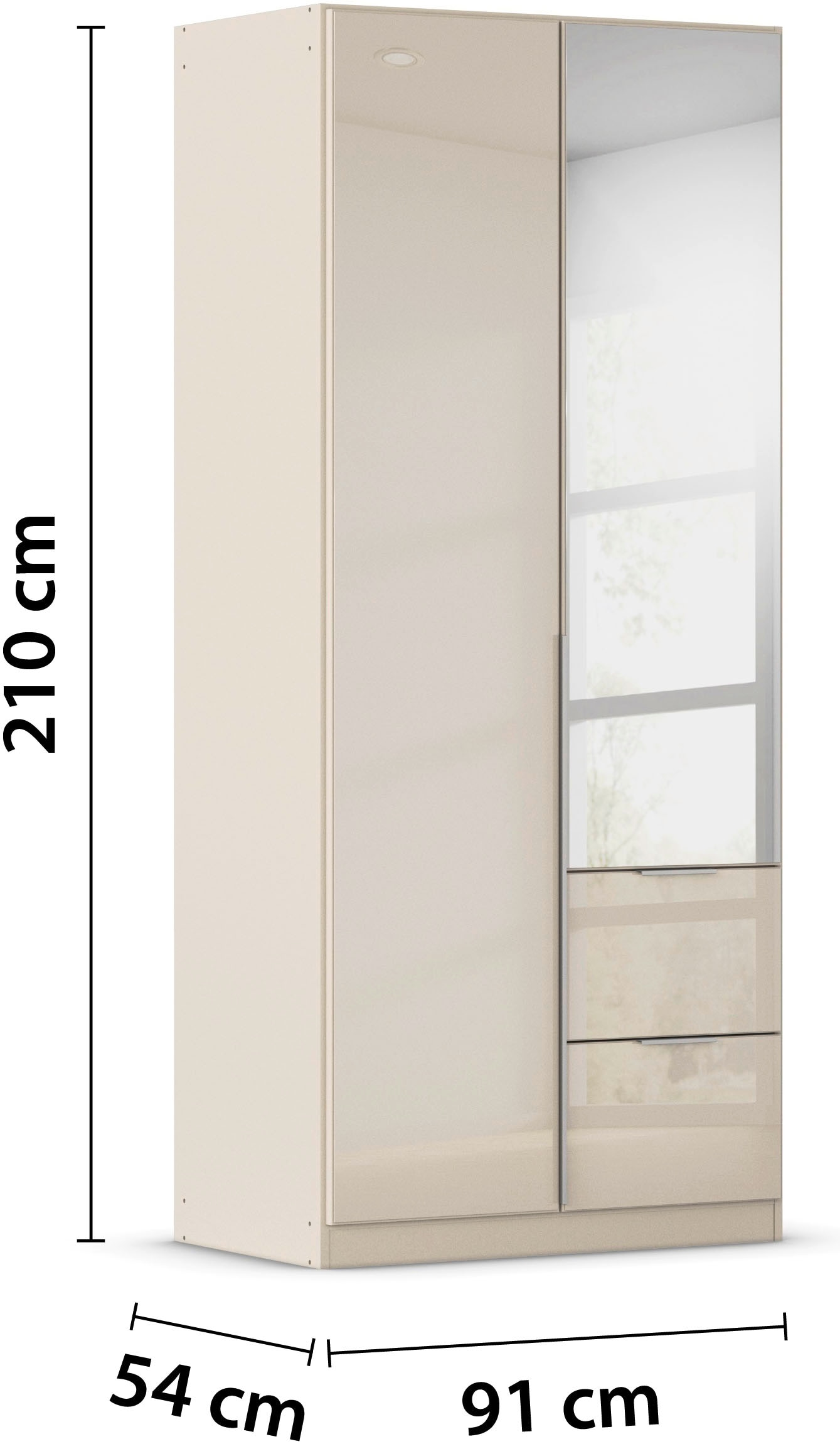 OTTO home Drehtürenschrank »Kleiderschrank Kleiderschränke Schrank Garderobe AGORDO mit Glasfront« in zwei Griff-Farben, Breiten 91-360 cm,  mit Außenschubkästen, in 7 Breiten und 2 Höhen MADE IN GERMANY