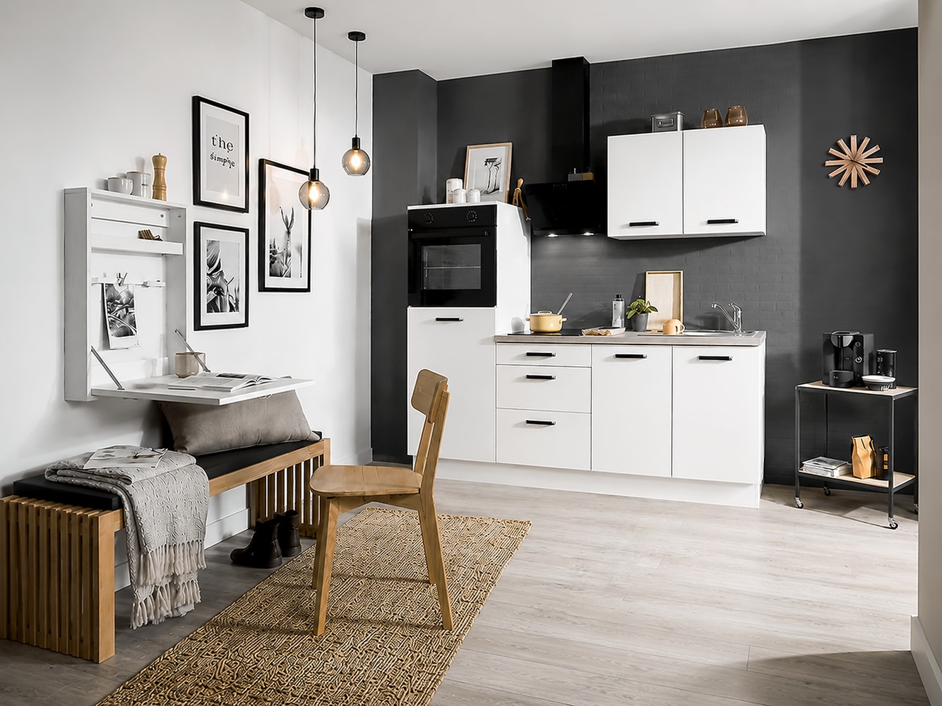 wiho Küchen Küchenzeile »Compact: Kleines Format, große Ausstattung, optional mit E-Geräten« Variante ohne Kühlschrank, Breite 210 cm