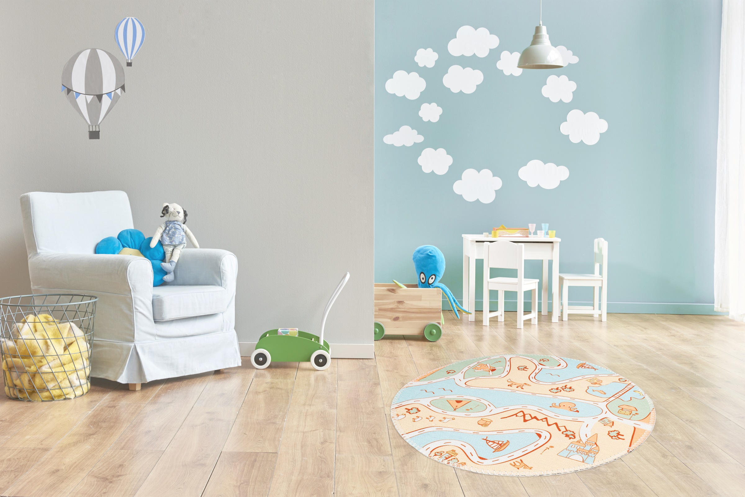 Arte Espina Kinderteppich »Bambini 200«, rund, 5 mm Höhe, Fantasievoll bedruckter Kinderteppich, angenehme Haptik