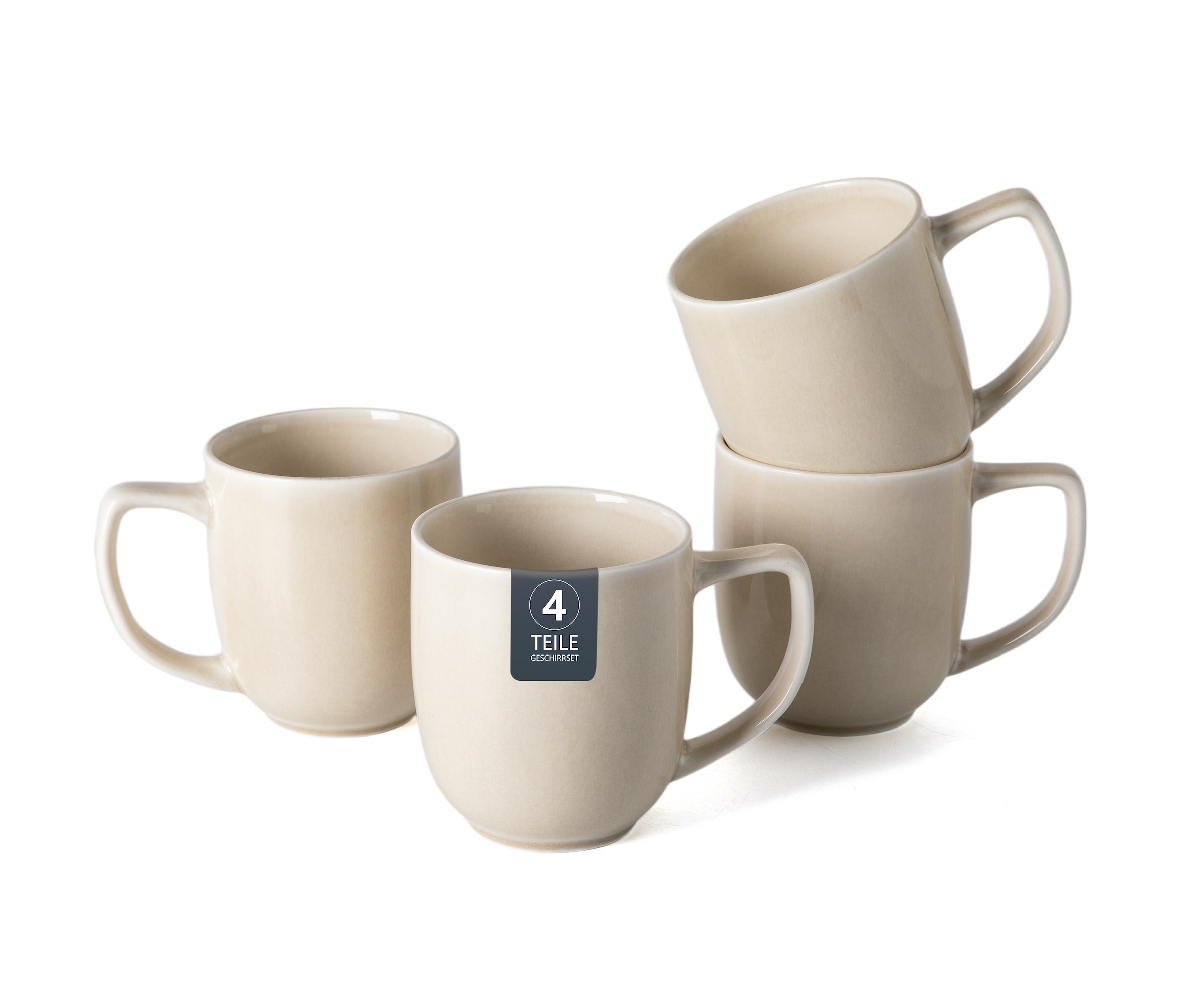 OTTO home Becher »Kaffeebecher Flett, mit Reaktivglasur, 4er Set« spülmaschinenfest und mikrowellengeeignet, 340 ml