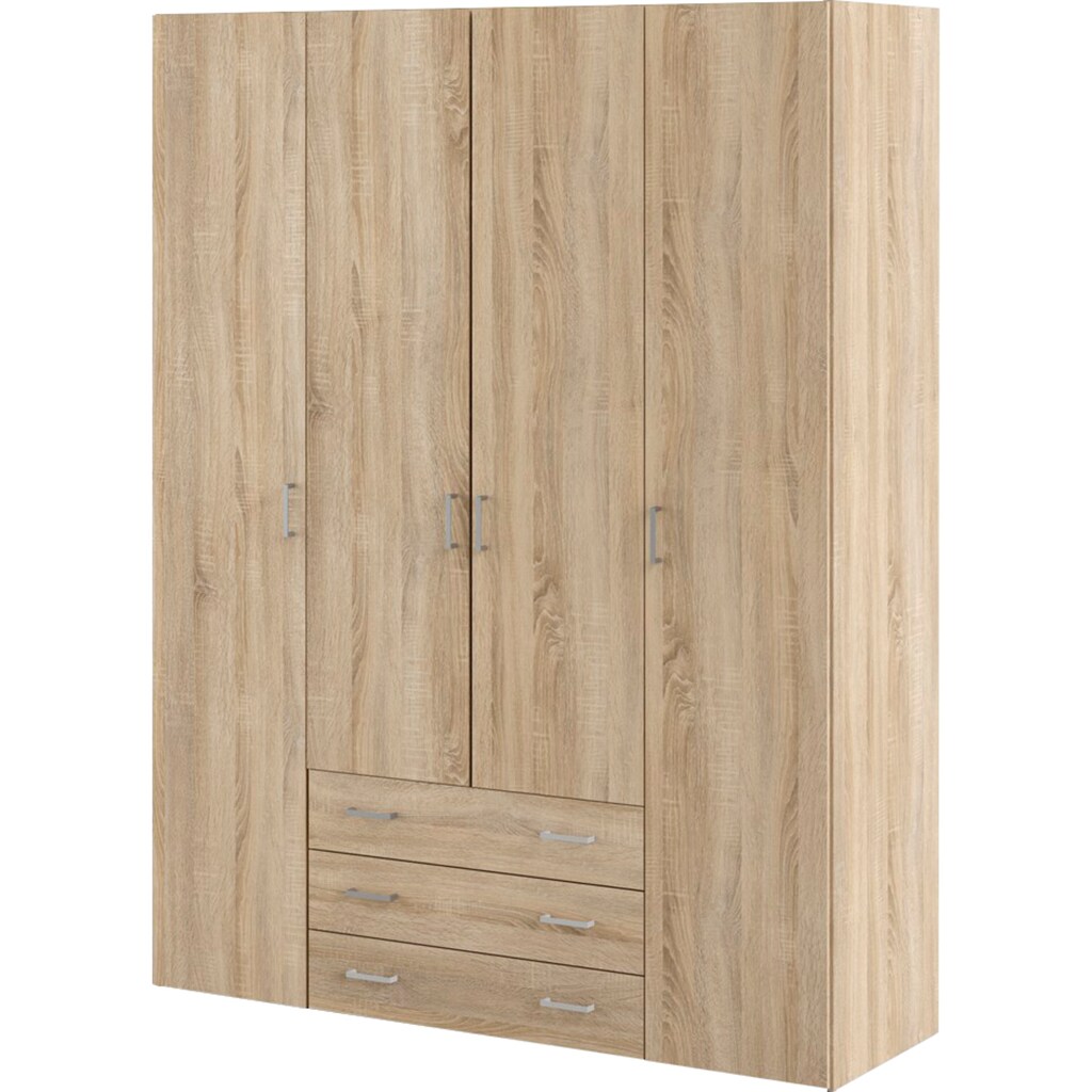 Home affaire Kleiderschrank, Mit viel Stauraum, graue Stangengriffe, Gr. ca. 200,4 x 154 x 49,5 cm