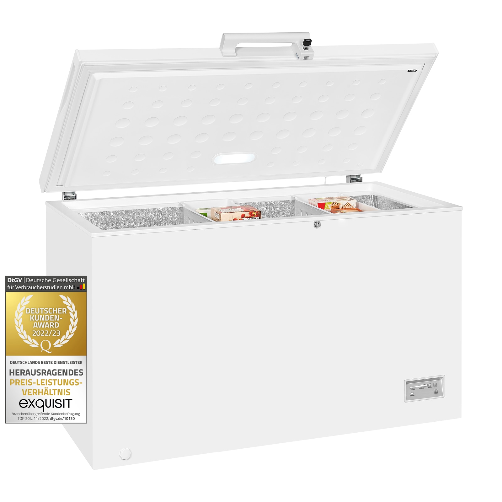 exquisit Gefriertruhe »GT400-HE-041E weiss«, 85 cm hoch, 130 cm breit, mit Türschloss
