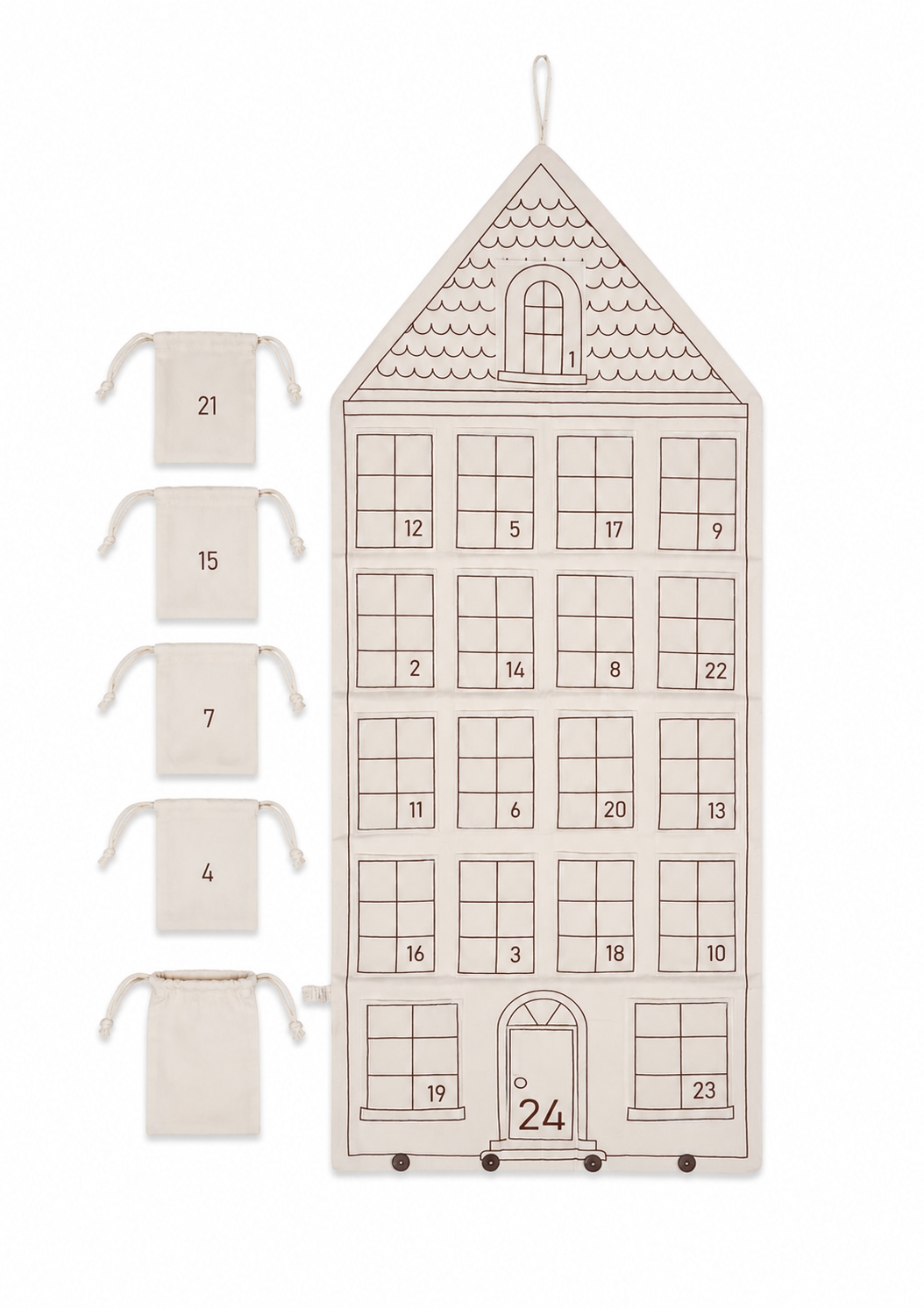 homsy by Ana Johnson Adventskalender »Jolsy, Haus Weihnachten ca.50x120cm, für Türen, aber auch als Wanddeko« Es liegt keine Altersempfehlung vor für Geschenke, Gutscheine, Süßigkeiten und andere Überraschungen
