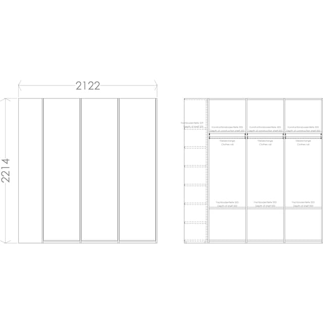 Müller SMALL LIVING Kleiderschrank »Modular Plus Variante 3«, inklusive  links oder rechts montierbarem Seitenregal auf Rechnung bestellen