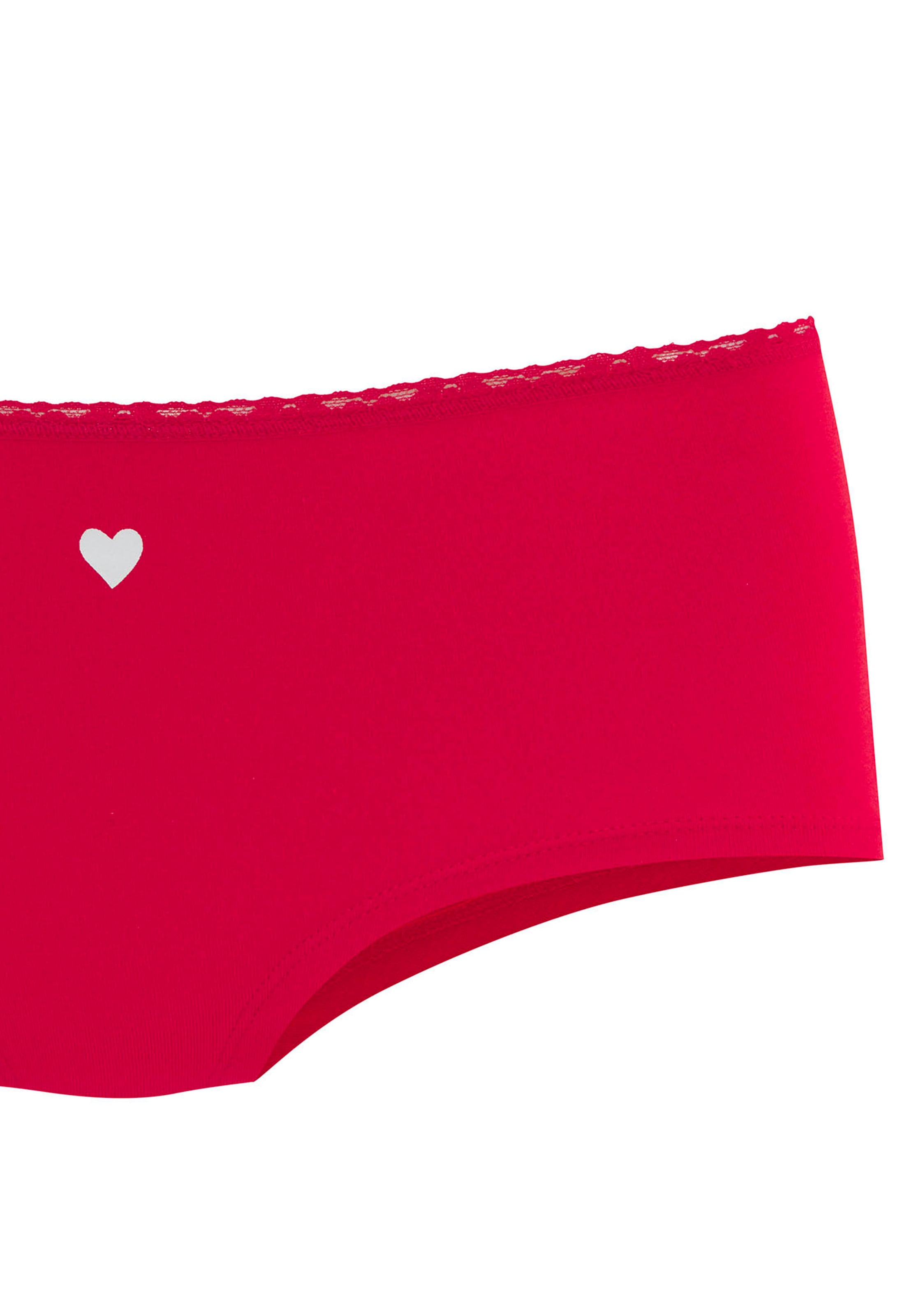 LASCANA Panty »Geschenk Box« 5er-Pack,  mit süßen Herzchen-Prints und aus elastischer Baumwoll-Qualität