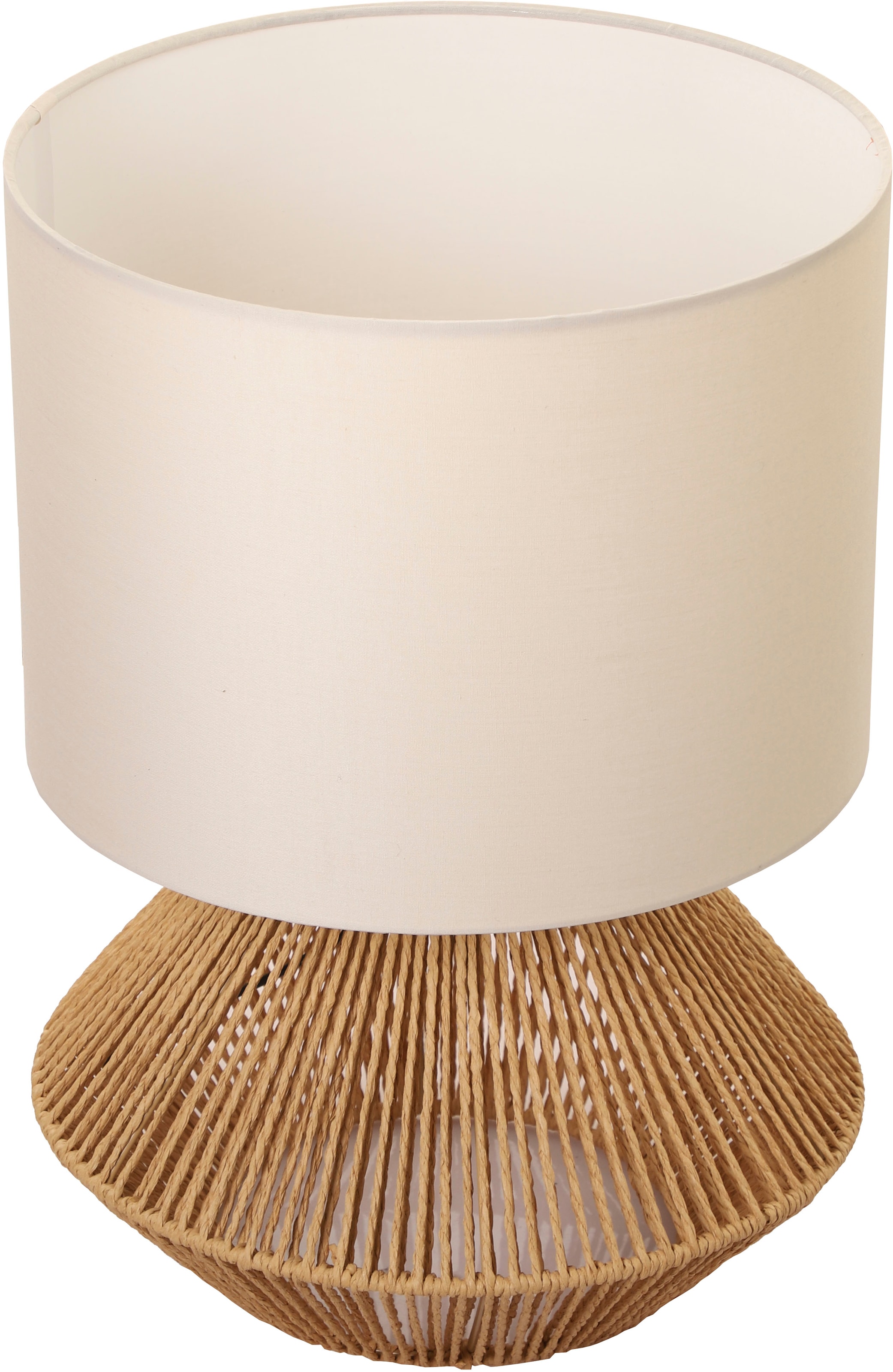 OTTO home Tischleuchte »Sillias« E27 1 Stk. Tischlampe mit Sisal Schnur,  Leinenschirm / Stoff - beige, 42 cm hoch