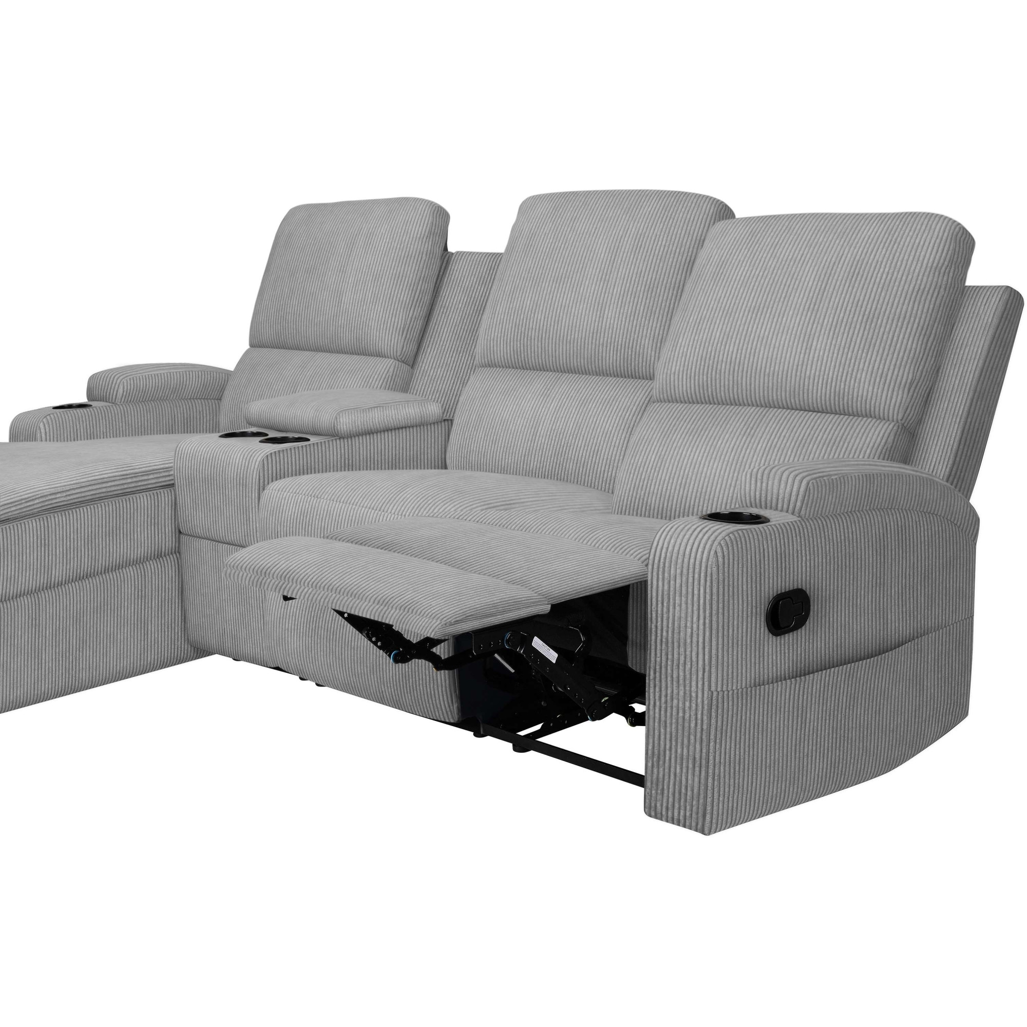 Home affaire Ecksofa »NAPORI Multimediasofa, 3er Kinosessel XXL, L-Form, Cord«, Kinosofa mit Relaxfunktion, Getränkehalter, Staufach und Staukasten