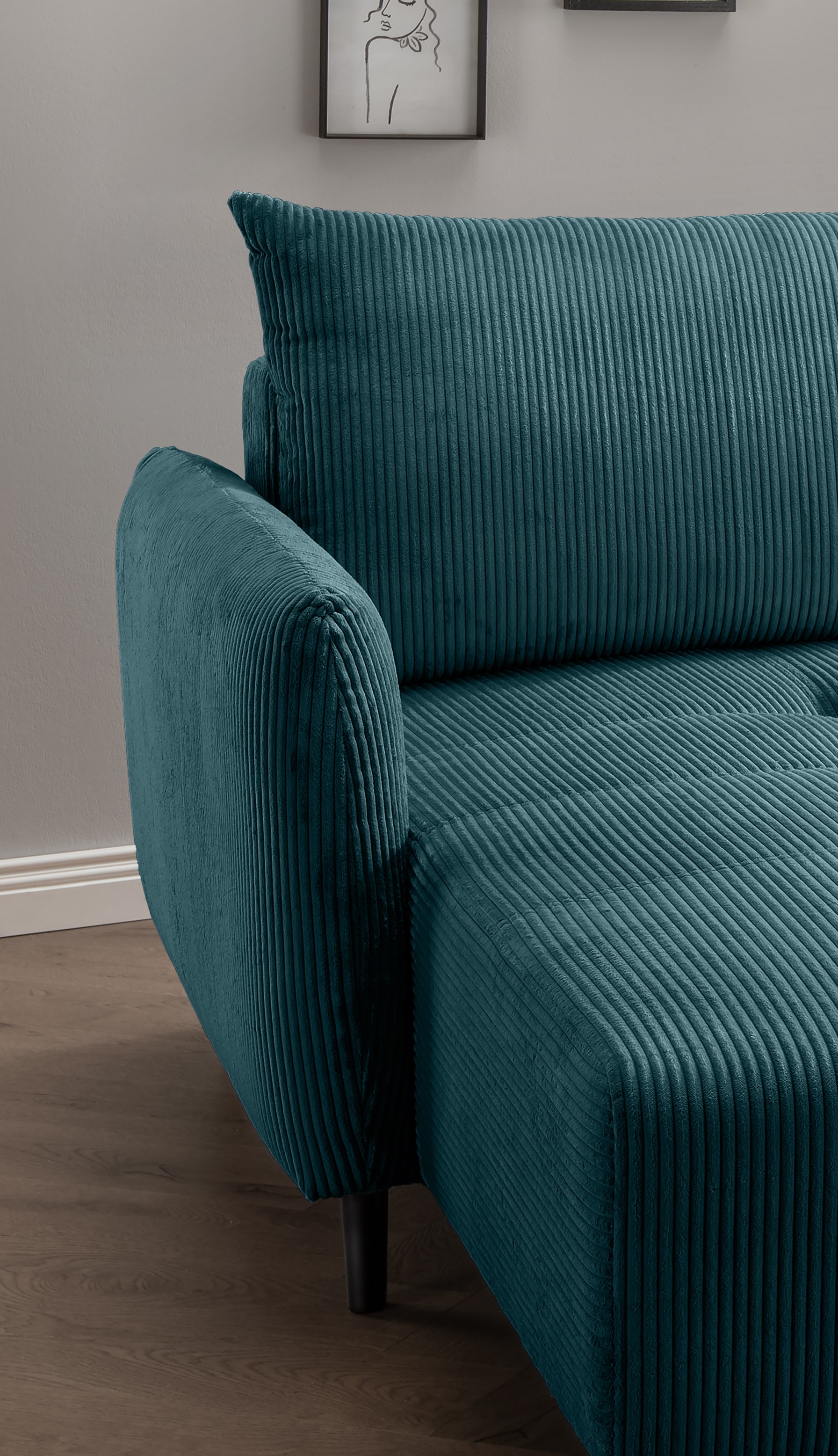 Home affaire Ecksofa »Mara, L-Form, aktueller Cord Bezug und tolle Farben, schmale Armlehnen« whlw. mit Bettfunktion,Recamiere links/rechts montierbar, Breite 238cm