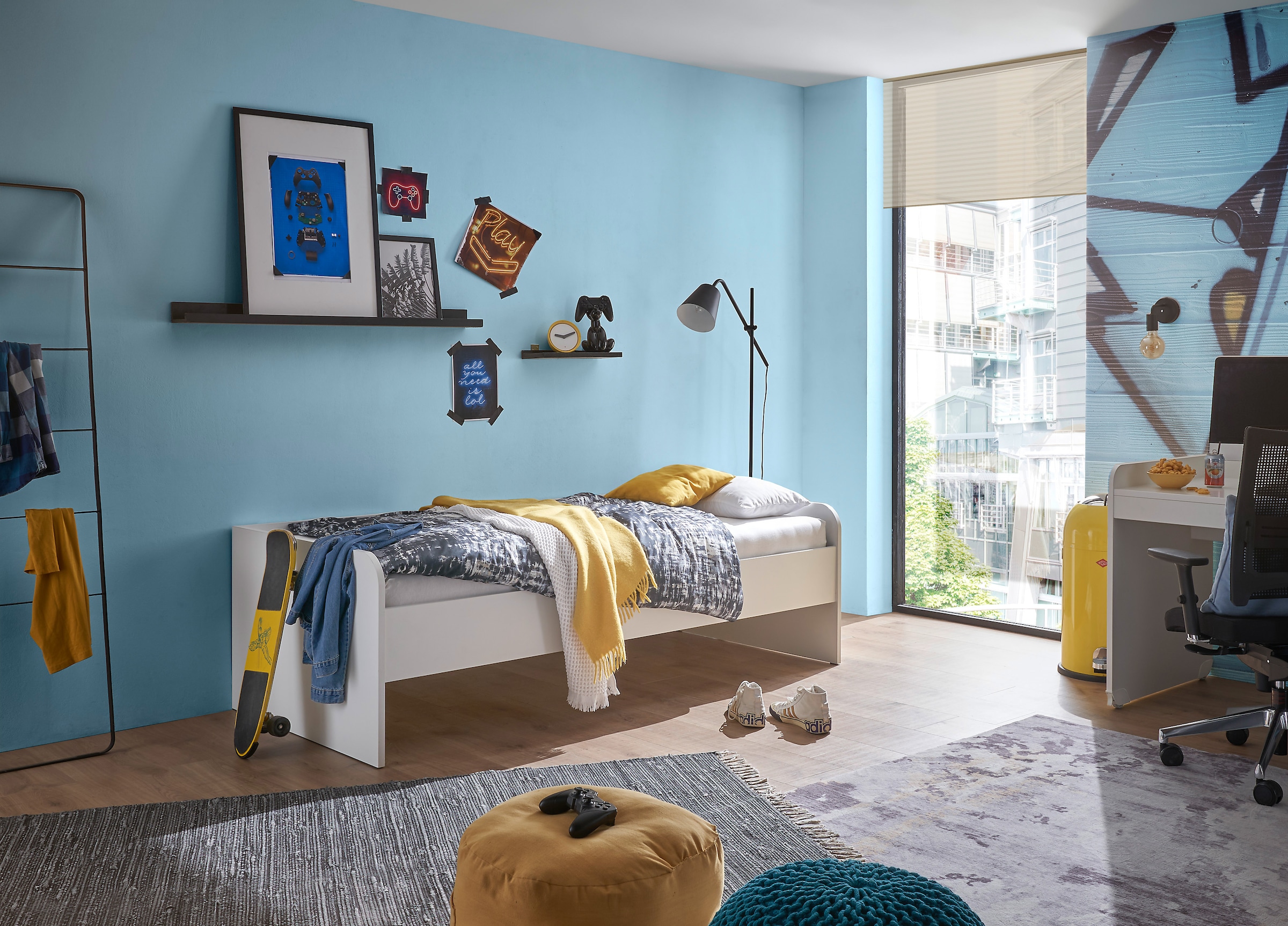 Begabino Bettgestell »Karla Einzelbett, Jugendbett«, 90x200 cm, Bett in 3 Farbausführungen