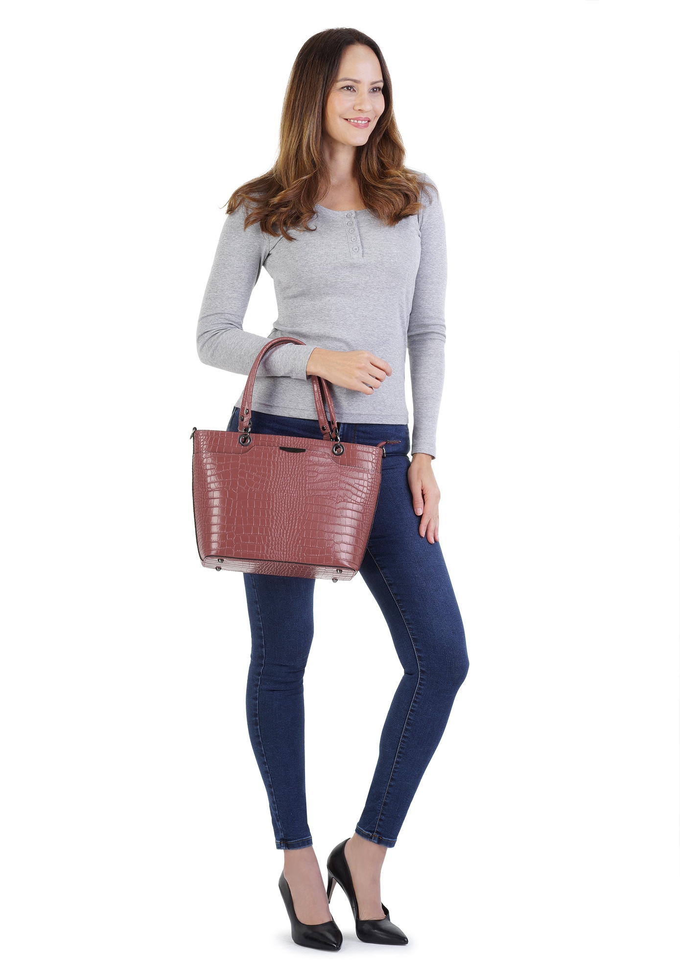 Cluty Henkeltasche echt Leder, Made in Italy