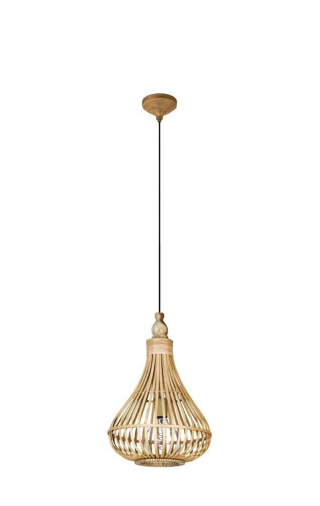 EGLO Hängeleuchte »AMSFIELD«, 1 flammig, Leuchtmittel E27 | ohne Leuchtmittel, Hängelampe, Stahl, Holz in Naturfarben, Esstischlampe, E27, Ø 35 cm