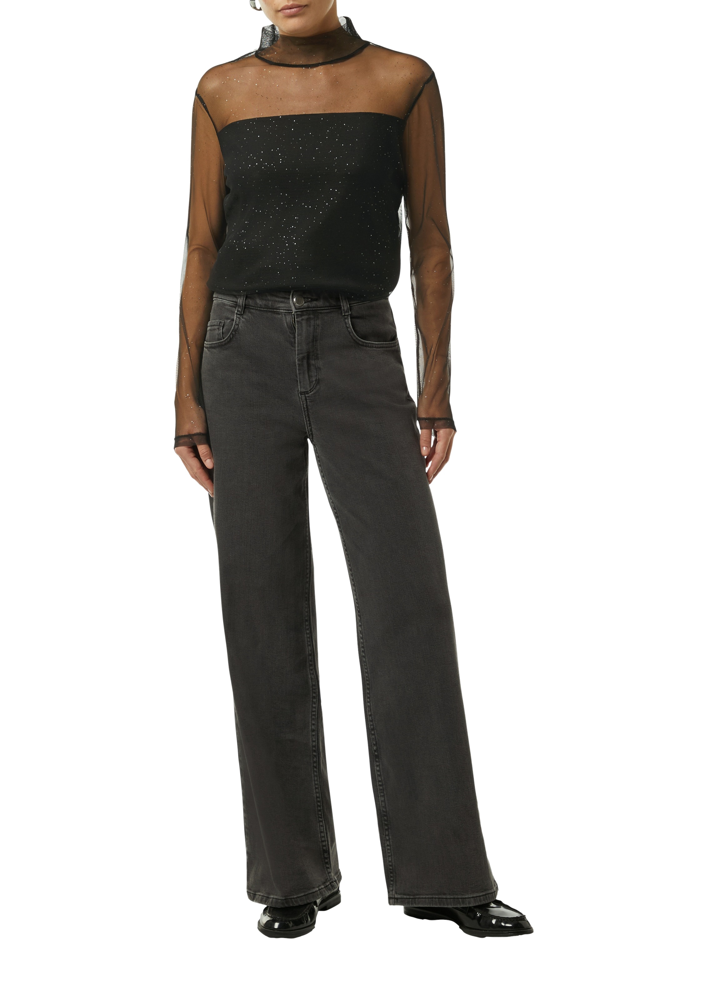 Comma Langarmshirt, im halbtransparenten Look